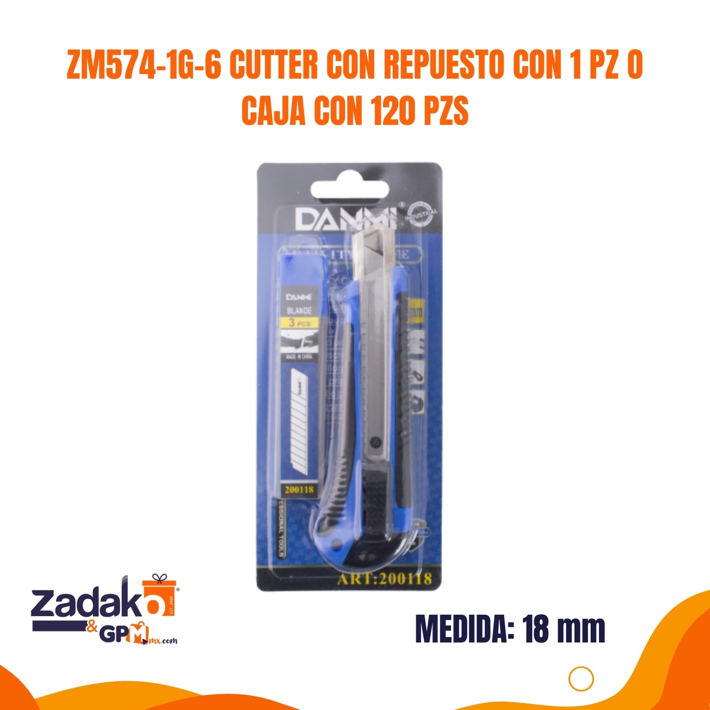 ZM574-1G-6 CUTTER CON REPUESTO CON 1 PZ O CAJA CON 120 PZS
