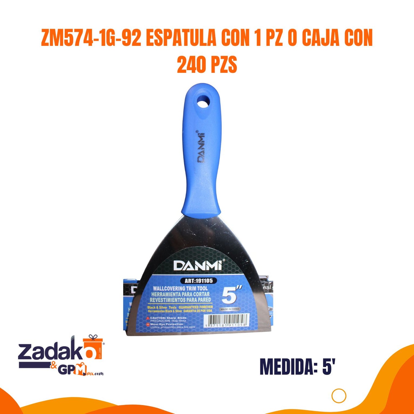 N-GPM-14491 ZM574-1G-92 ESPATULA 5 PULGADAS CON 1 PZ O CAJA CON 240 PZS