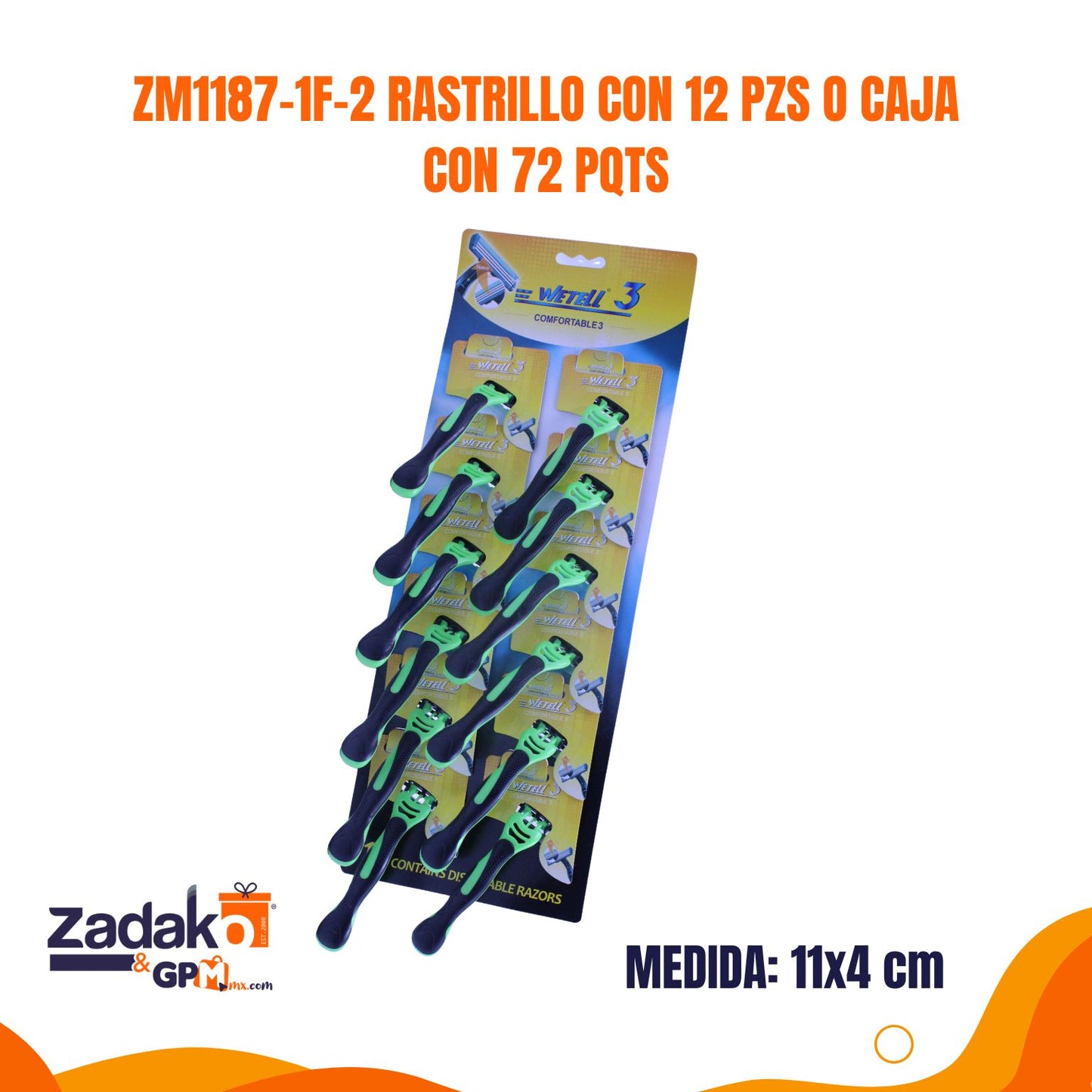 ZM1187-1F-2 RASTRILLO CON 12 PZS O CAJA CON 72 PQTS