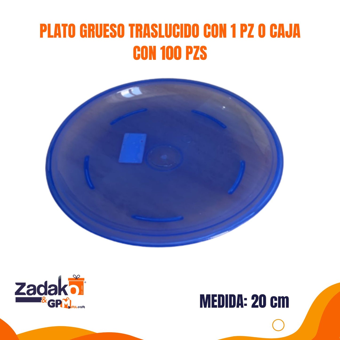 N-GPM-14570 PLATO GRUESO TRASLUCIDO CON 1 PZ O CAJA CON 100 PZS