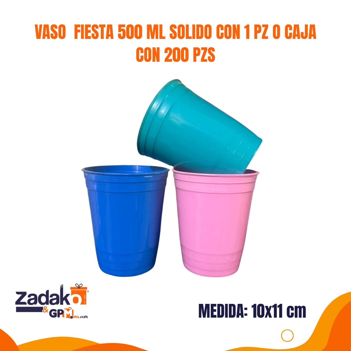 N-GPM-14603 VASO FIESTA OXXO 500 ML SOLIDO CON 1 PZ O CAJA CON 200 PZS