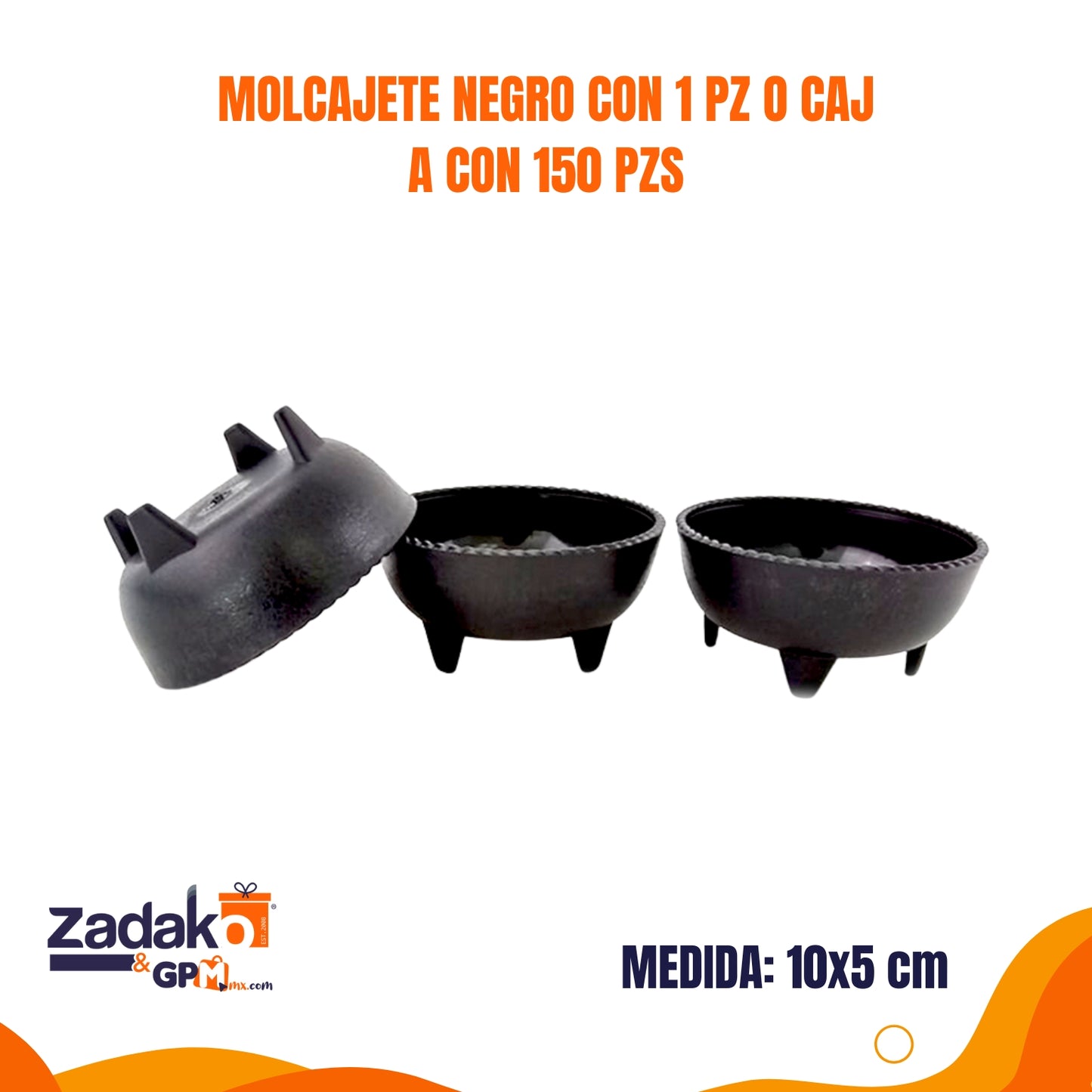 N-GPM-14617 MOLCAJETE NEGRO CON 1 PZ O CAJA CON 150 PZS