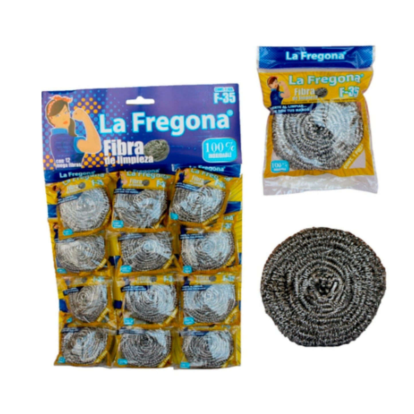 N-GPM-14665 F-61130 FIBRA LA FREGONA F-35 12PZS ACERO CON 1 PZ O CAJA CON 20 PZS