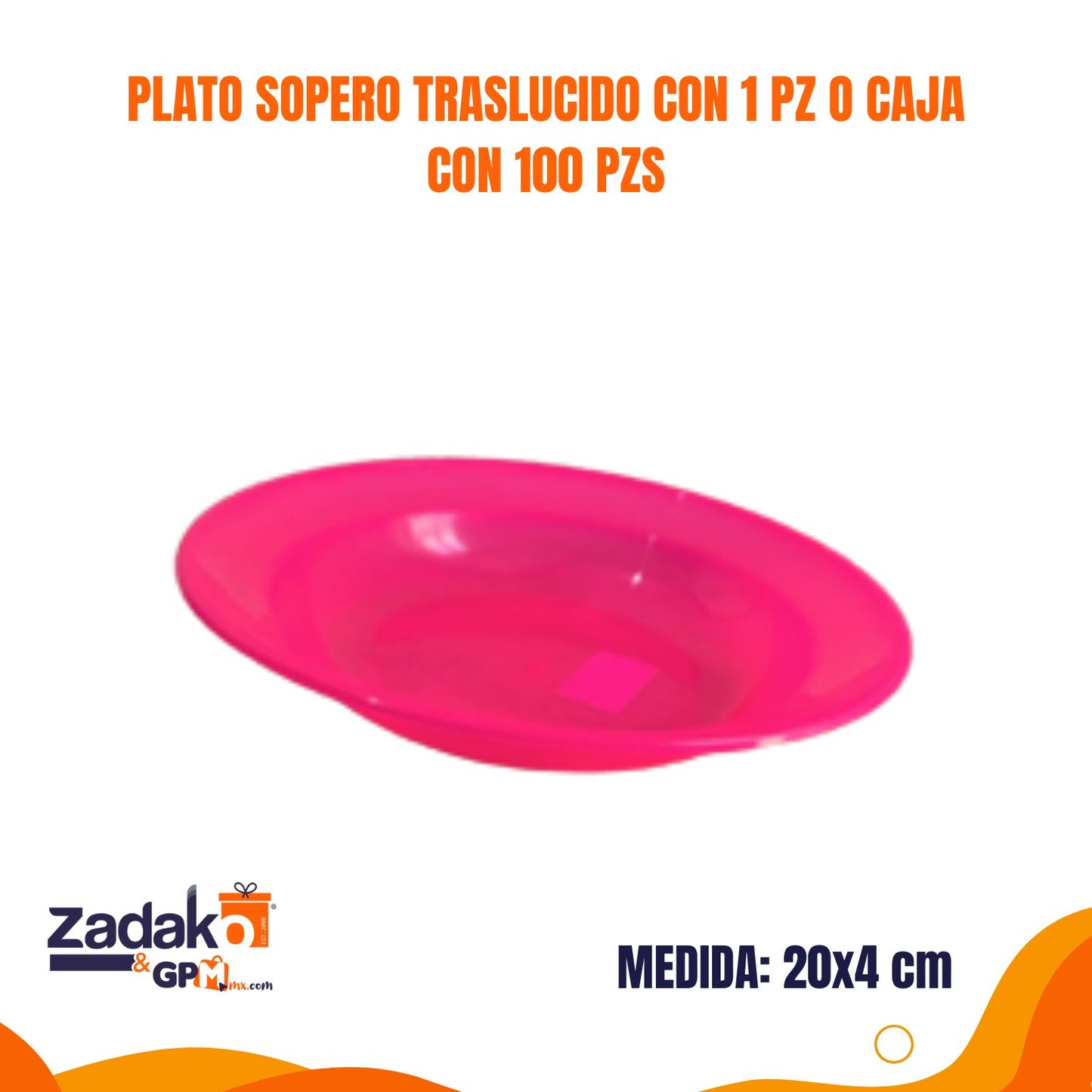 PLATO SOPERO TRASLUCIDO CON 1 PZ O CAJA CON 100 PZS
