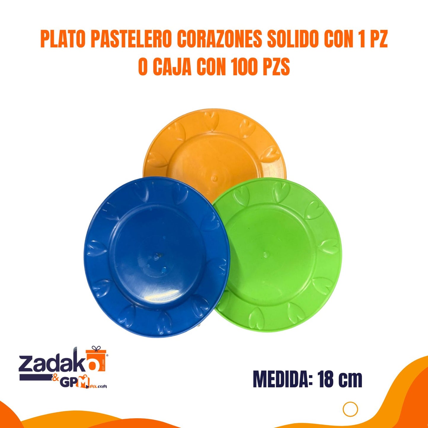 N-GPM-15178 PLATO PASTELERO CORAZONES SOLIDO CON 1 PZ O CAJA CON 100 PZS