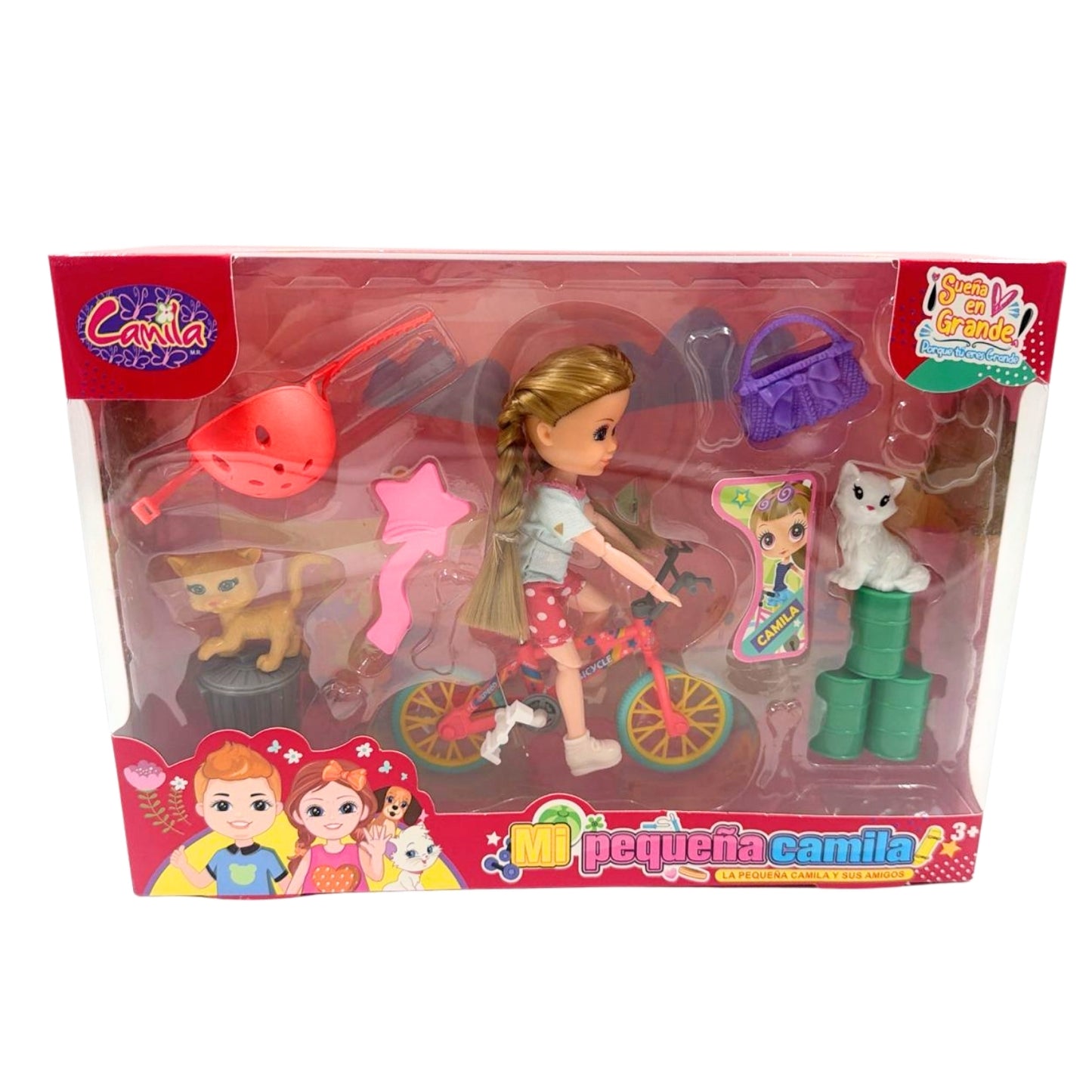 HP1180380 MUÑECA CAMILA CON BICICLETA Y ACCESORIOS CON 1 PZ O CAJA CON 48 PZS