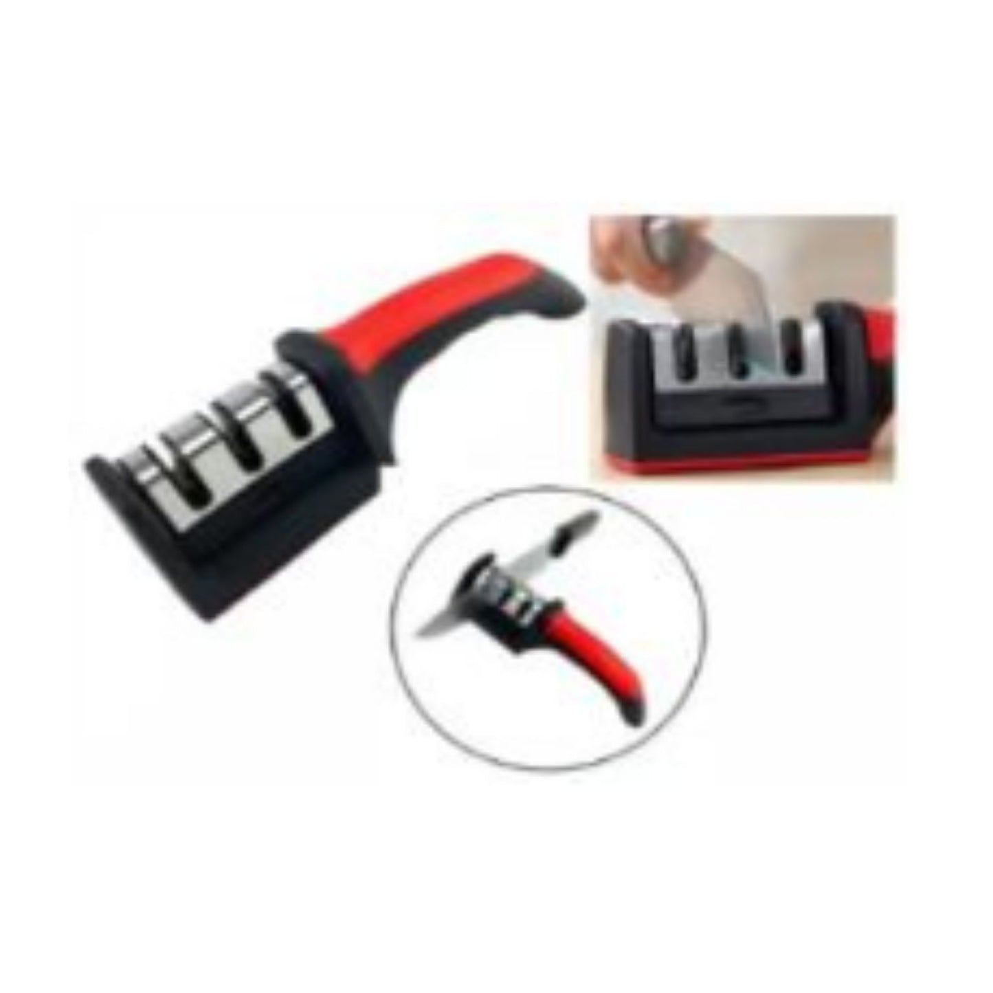 ZM97-22F-4 AFILADOR DE CUCHILLOS PARA COCINA 3 RANURAS Y UNA PARA LAS TIJERAS CON 1 PZ O CAJA CON 144 PZS