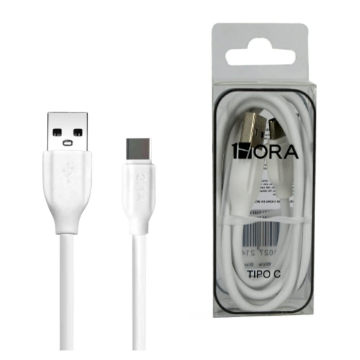 CAB164 CABLE USB TIPO C 2.1A 1M 1 HORA CON 1 PZ O CAJA CON 200 PZS