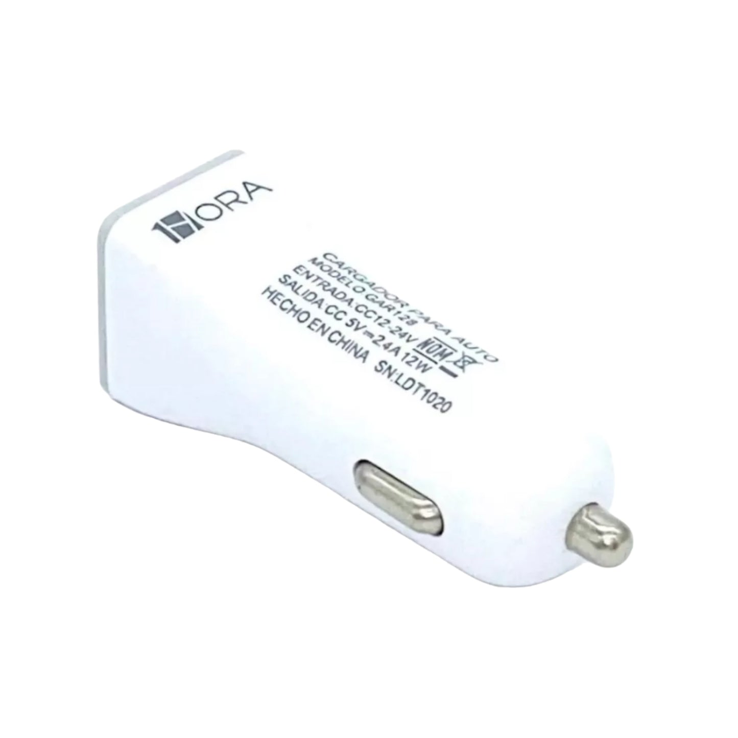 GAR128 CARGADOR PARA AUTO 2.4 A 12W MAX 1 HORA CON 1 PZ O CAJA CON 200 PZS