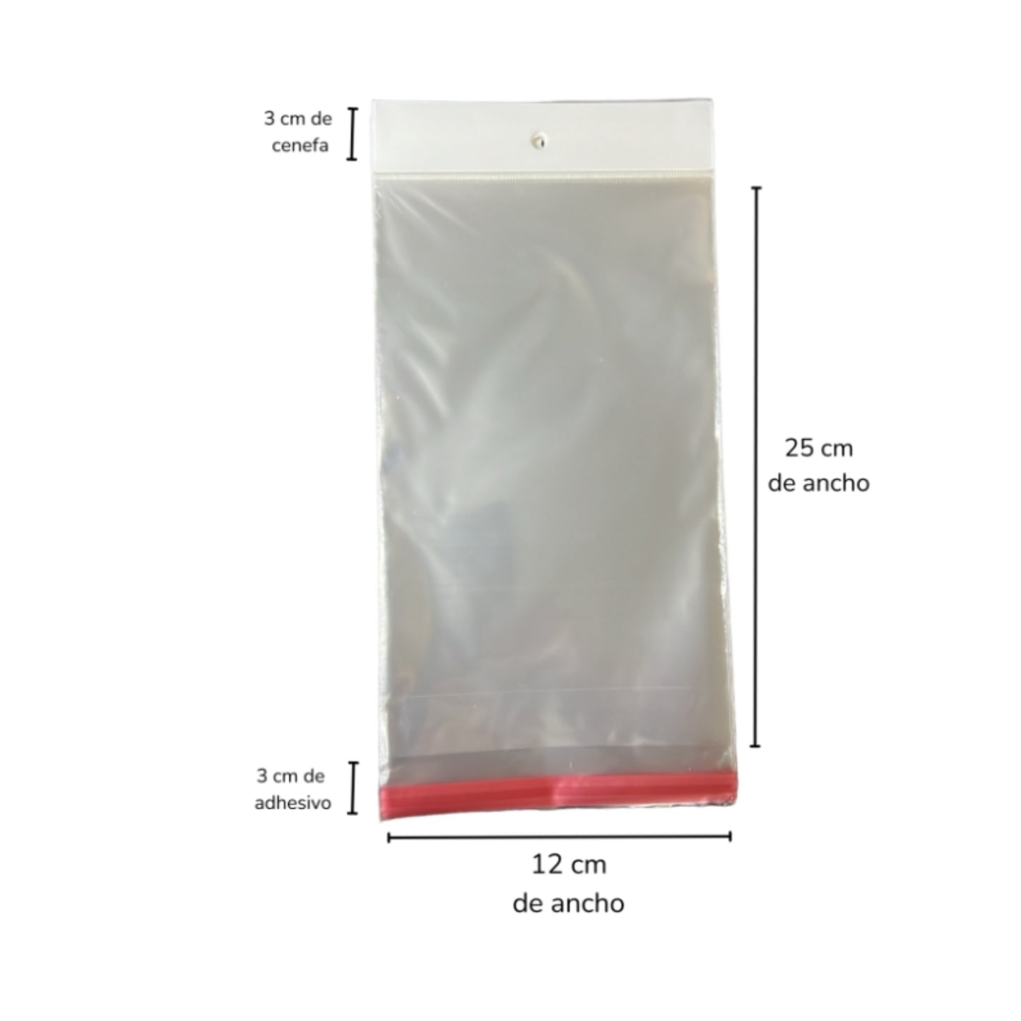 BOLSA CELOFAN CP 12X25 PQT CON 100 PZS O CAJA CON 120 PQTS