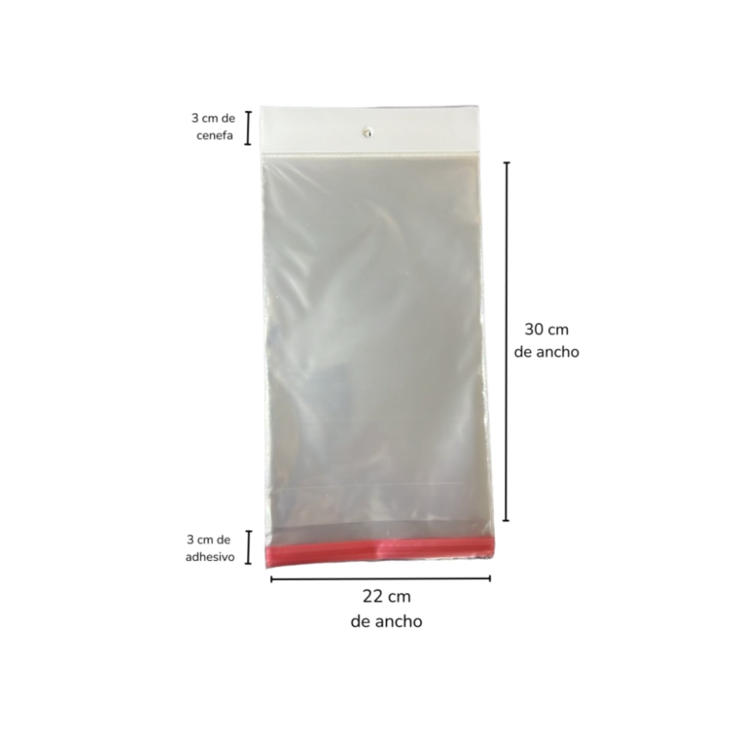 BOLSA CELOFAN CP 22X30 PQT CON 100 PZS O CAJA CON 60 PQTS