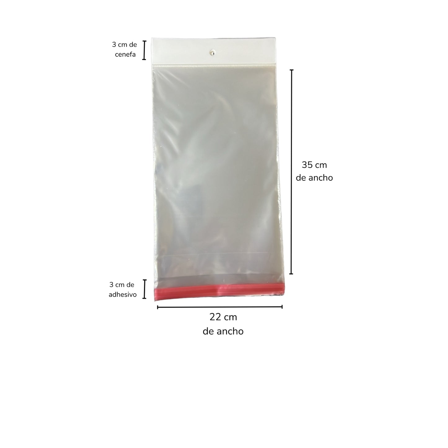 BOLSA CELOFAN CP 22X35 PQT CON 100 PZS O CAJA CON 60 PQTS