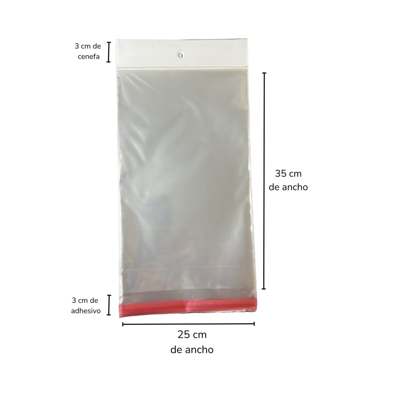 BOLSA CELOFAN CP 25X35 PQT CON 100 PZS O CAJA CON 60 PQTS