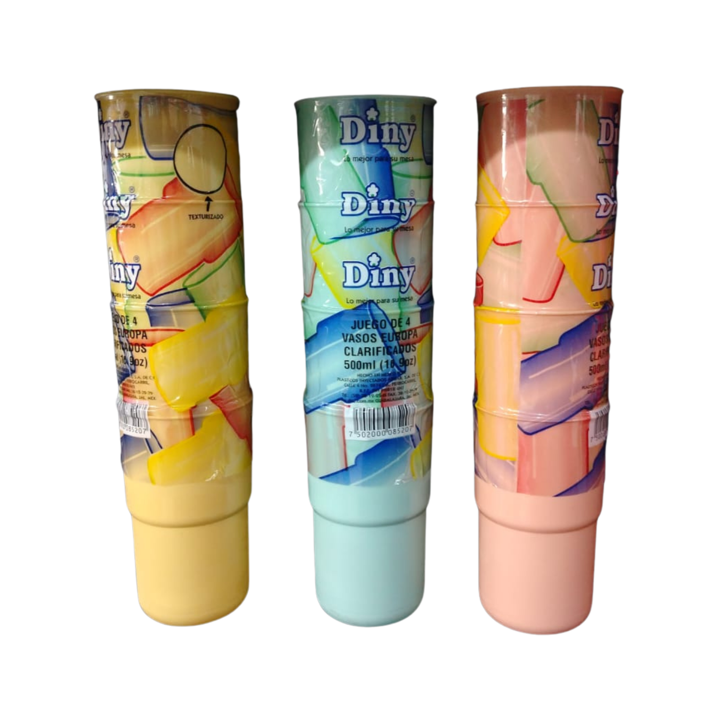 N-GPM-15969 SET DE 3 VASOS EUROPA 900 ML CON 1 PQT O CAJA CON 56 PQTS
