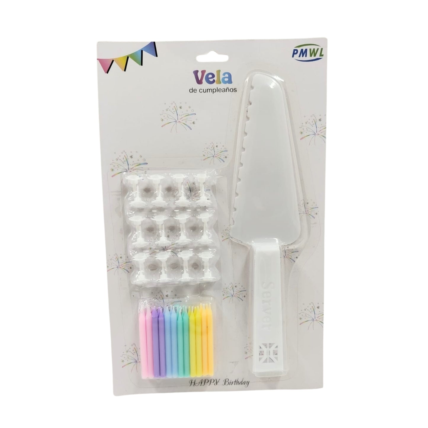 N-GPM-16089 CZ-9878 JUEGO DE PALA Y VELAS PARA CUMPLEAÑOS CON 1 PZ O CAJA CON 144 PZS