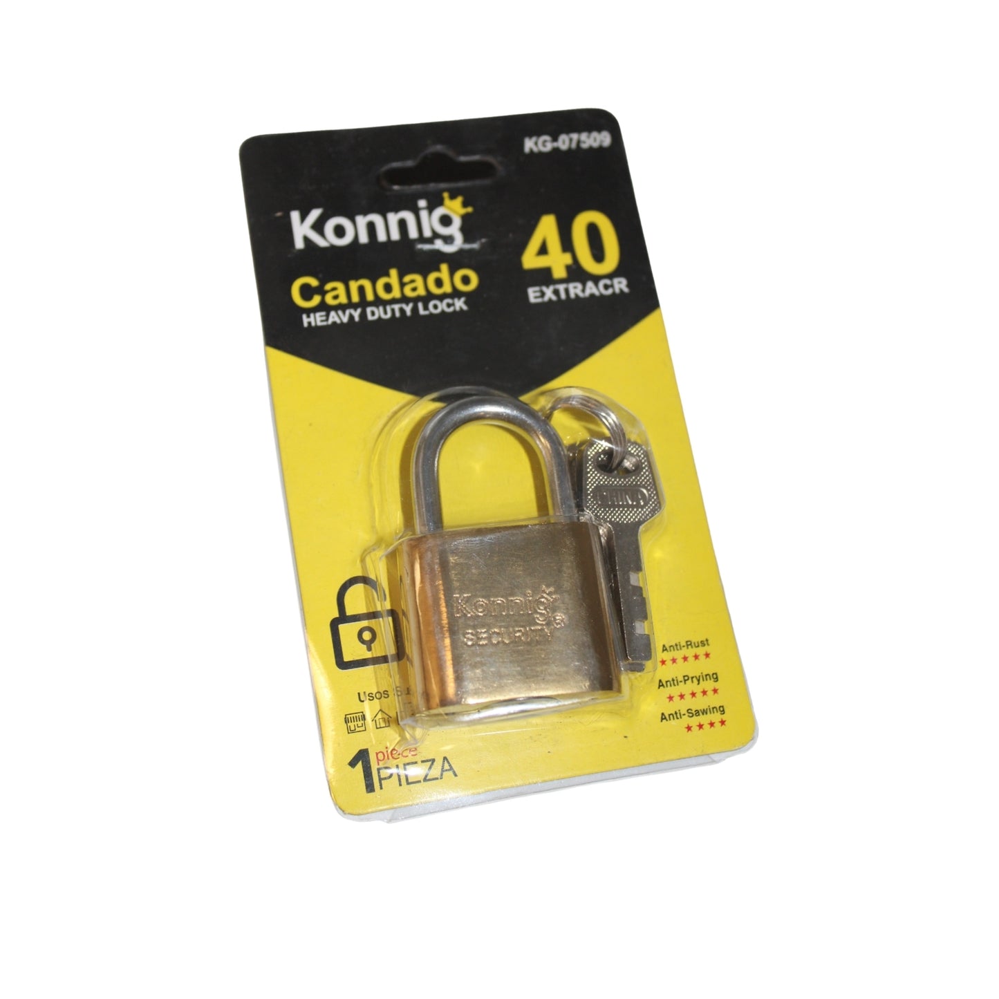 N-GPM-16417 KG-07509 CANDADO REDONDO REFORZADO 40MM CON 1 PZ O CAJA CON 96 PZS