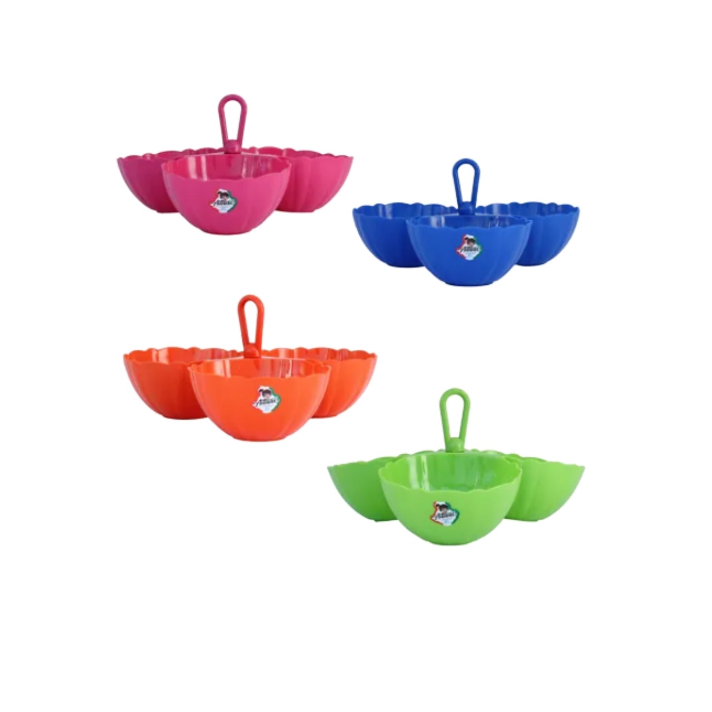 N-GPM-16519 AIT-078 SALSERA DE COLORES CON TRES DIVISIONES CON 1 PZ O CAJA CON 52 PZS