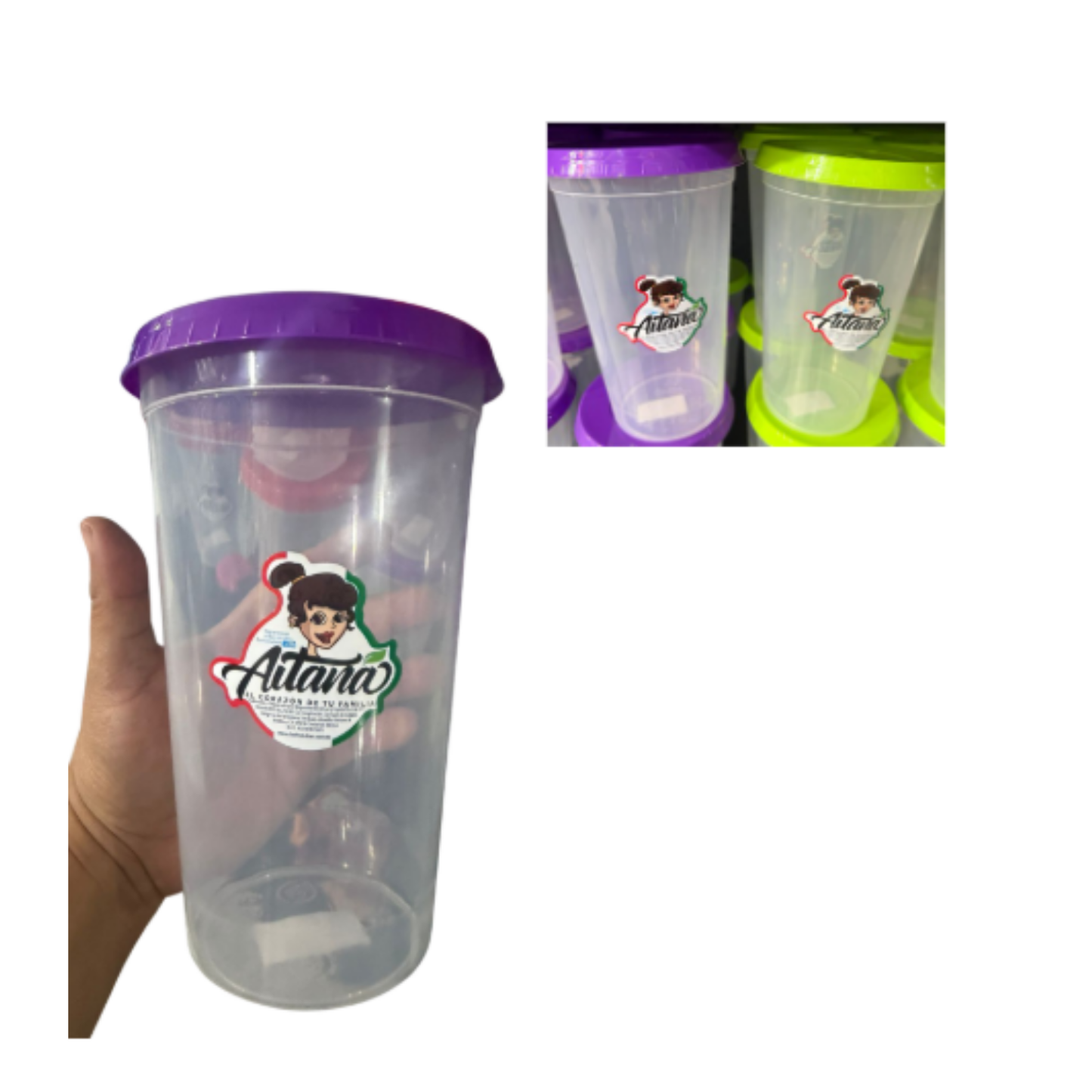 N-GPM-16525 AIT-012N VASO DE 1 LT CON POPOTE Y TAPA NATURAL CON 1 PZ O CAJA CON 75 PZS