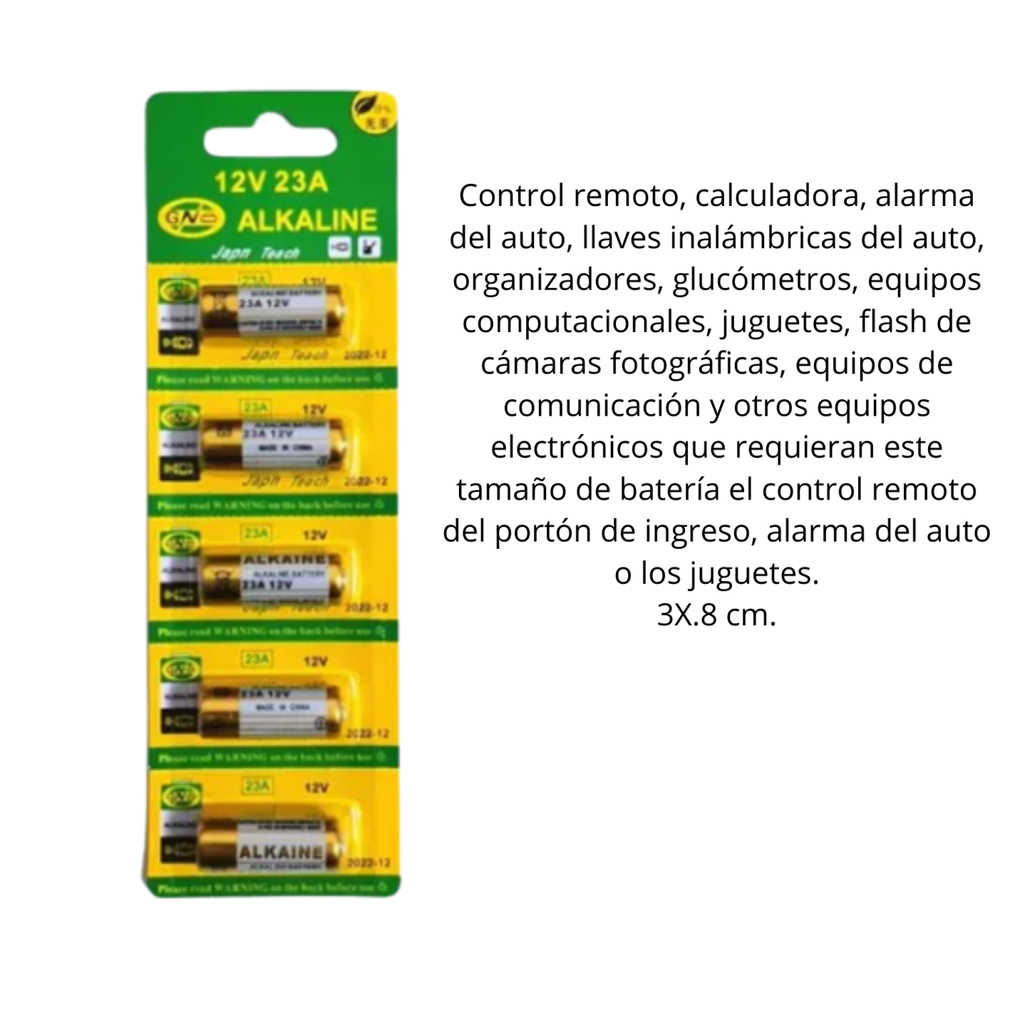 HFY-12728 BLISTER DE 5 PILAS ALCALINAS 12V 23A CON 10 PQT O CAJA CON 40 PQTS