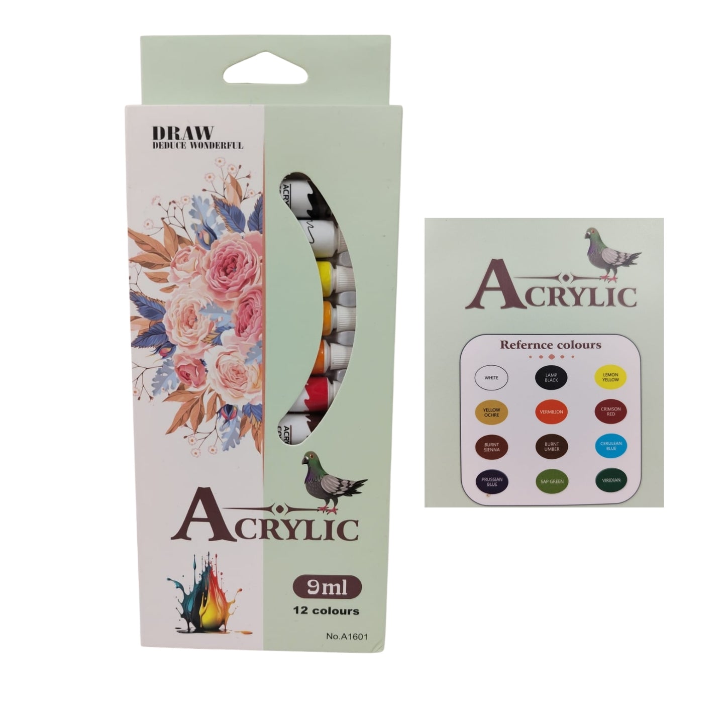 HFY-13691 PINTURA ACRILICA 9 ML 12 COLORES CON 1 PAQ O CAJA CON 144 PQTS