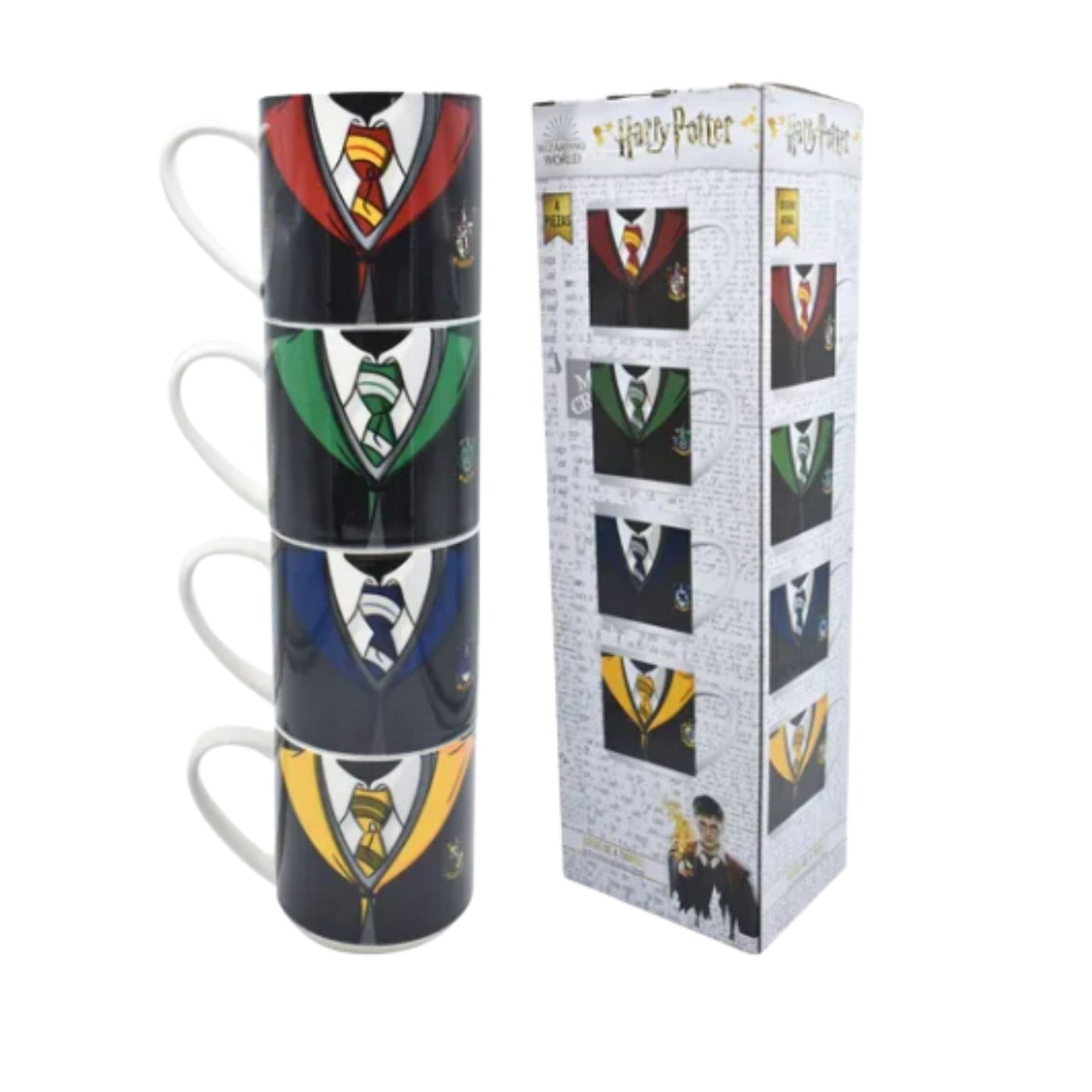 1754-42 JUEGO DE 4 TARROS APILABLES HARRY POTTER 330 ML CON 1 PZ O CAJA CON 8 PQTS