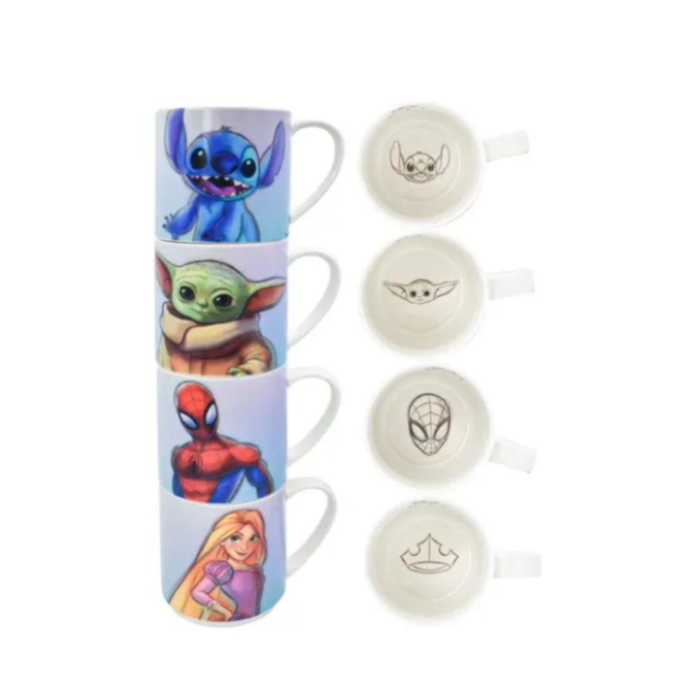 1754-74 JUEGO DE 4 TARROS APILABLES DE PORCELANA DISNEY 100 AÑOS CON 1 PZ O CAJA CON 8 PQTS