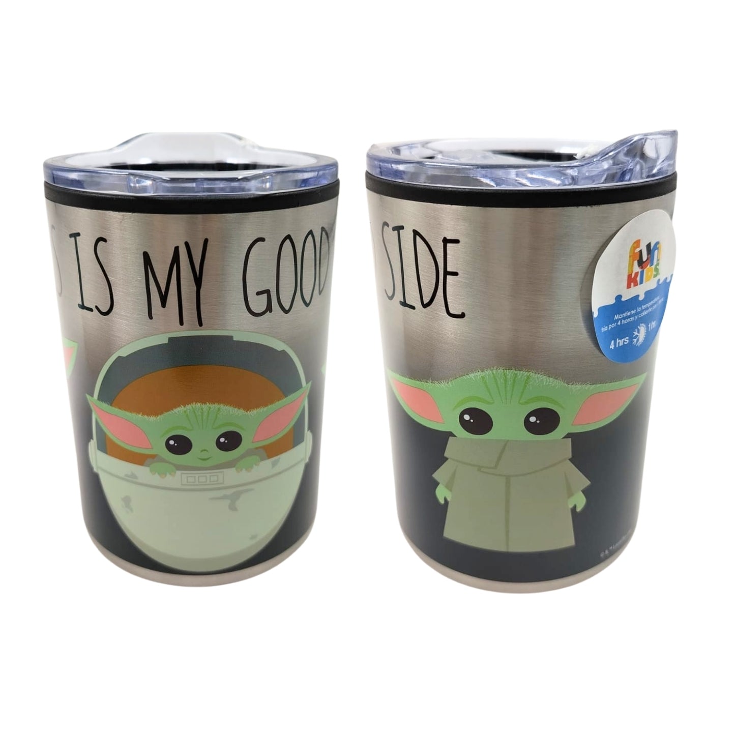 2415-3498 TERMO CON TAPA DE ACERO INOX 350 ML BABY YODA CON 1 PZ O CAJA CON 12 PZS
