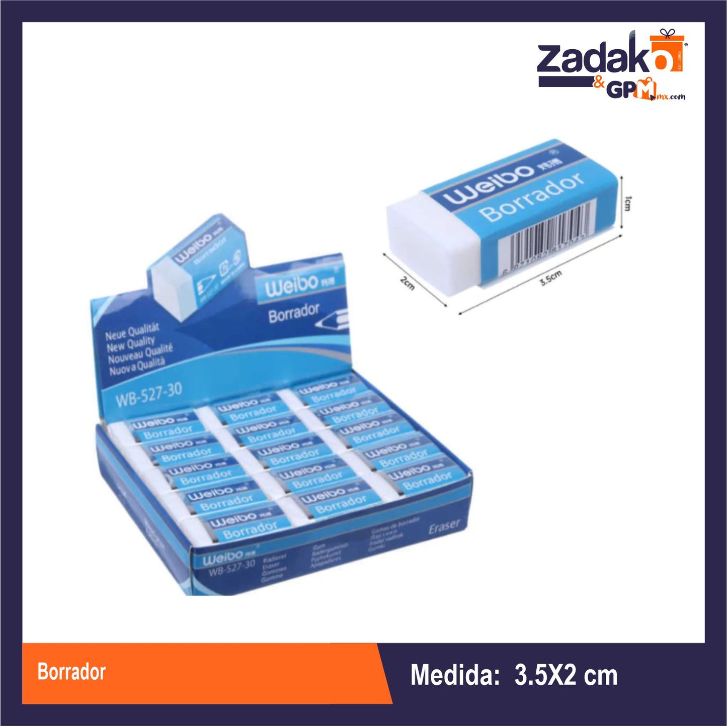 ZP-1750 BORRADOR PAQUETE CON 30 PZ O CAJA CON 60 PQTS