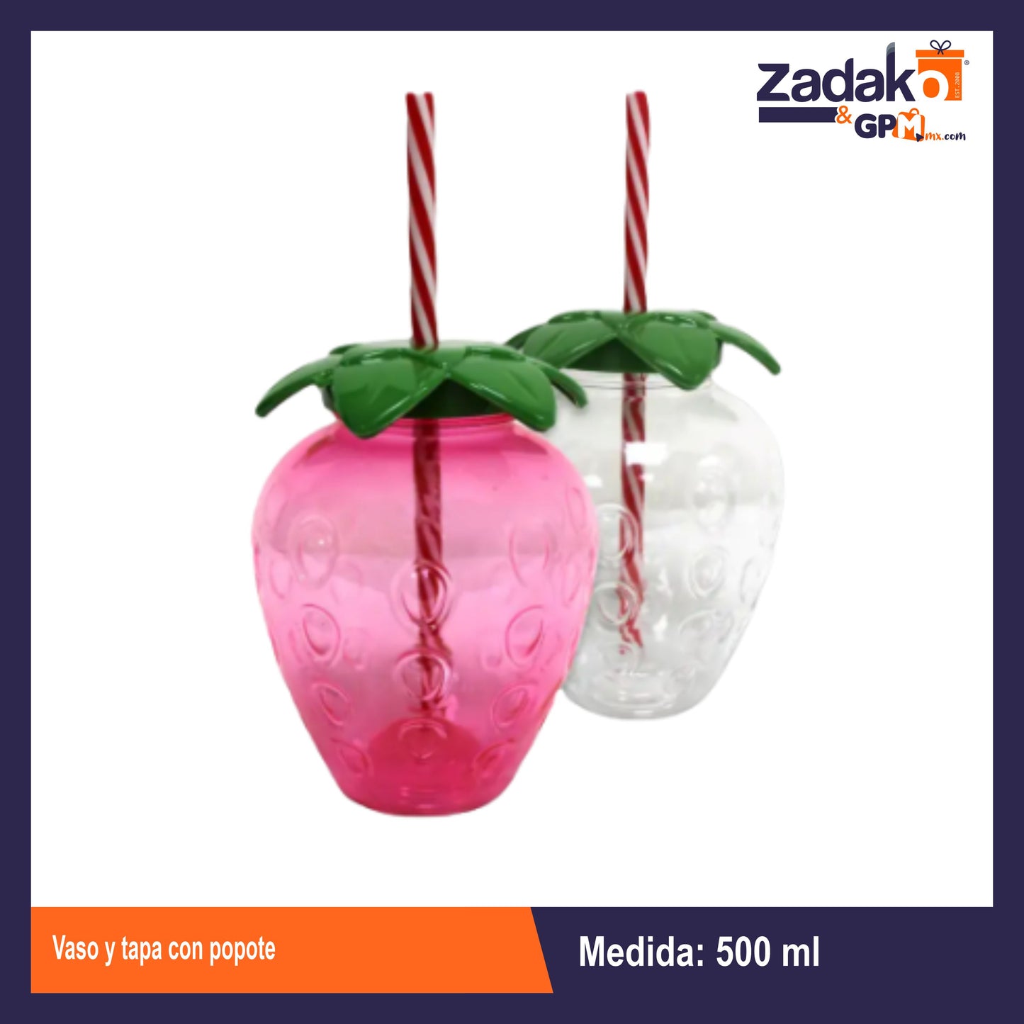 AD-0523 VASO Y TAPA CON POPOTE CON 1 PZ O CAJA CON 100 PZS