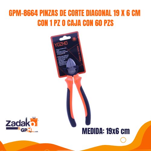 GPM-8664 PINZAS DE CORTE DIAGONAL 19 X 6 CM CON 1 PZ O CAJA CON 60 PZS