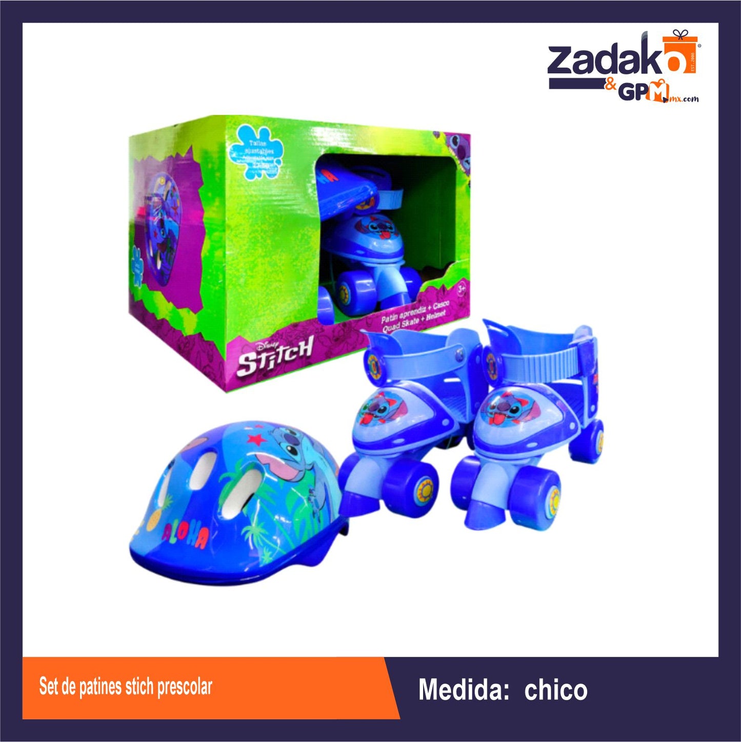 11741-ST SET DE PATINES STICH PRESCOLAR EN CAJA CON 1 PZ O CAJA CON 4 PZS