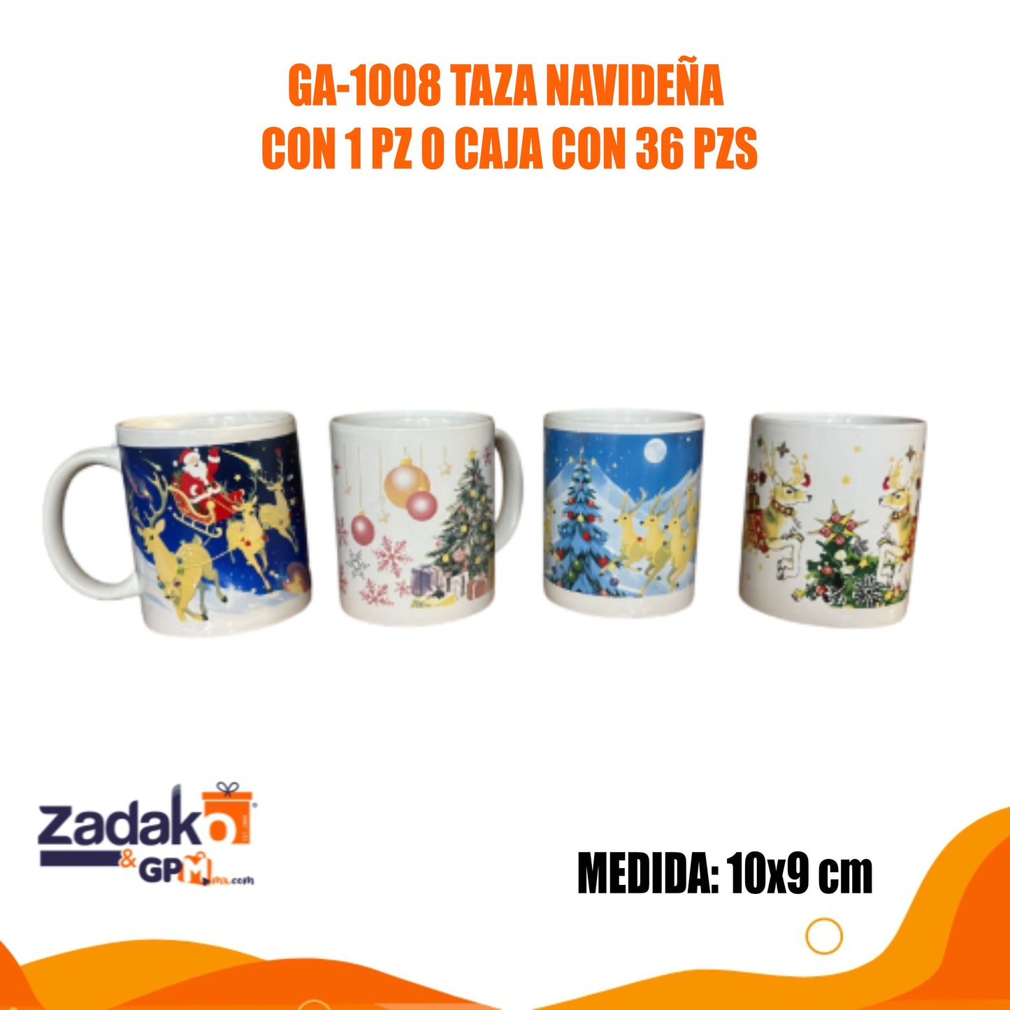 GA-1008 TAZA NAVIDEÑA CON 1 PZ O CAJA CON 36 PZS