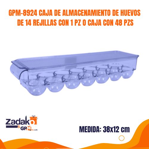 GPM-8924 CAJA DE ALMACENAMIENTO DE HUEVOS DE 14 REJILLAS CON 1 PZ O CAJA CON 48 PZS