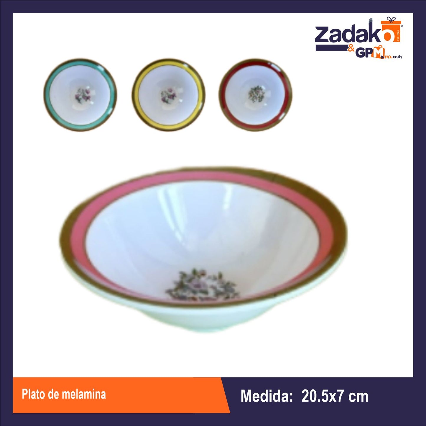 AB-1257-8 PLATO DE MELAMINA CON 1 PZ O CAJA CON 108 PZS