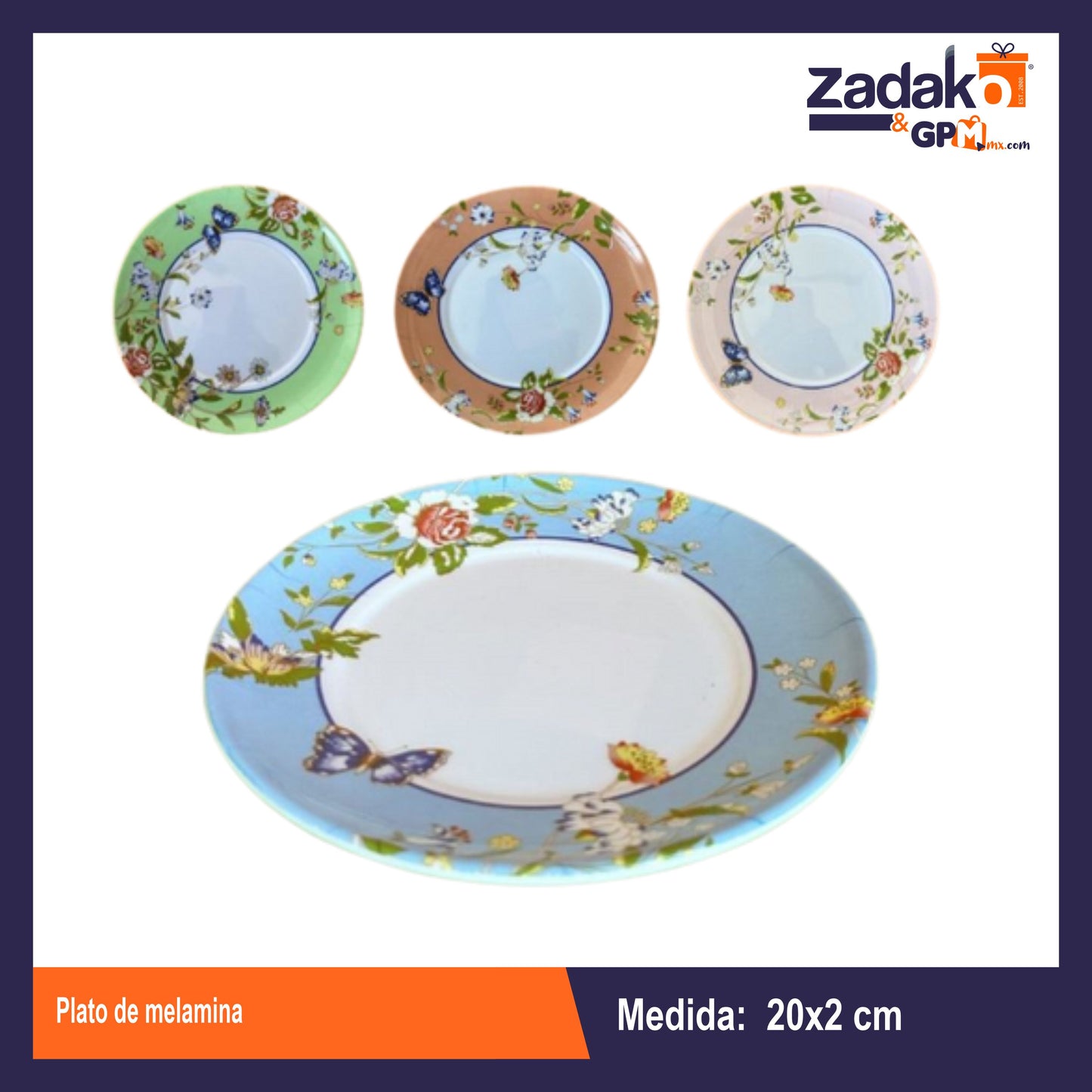 AB-1242-7.75 PLATO DE MELAMINA CON 1 PZ O CAJA CON 96 PZS