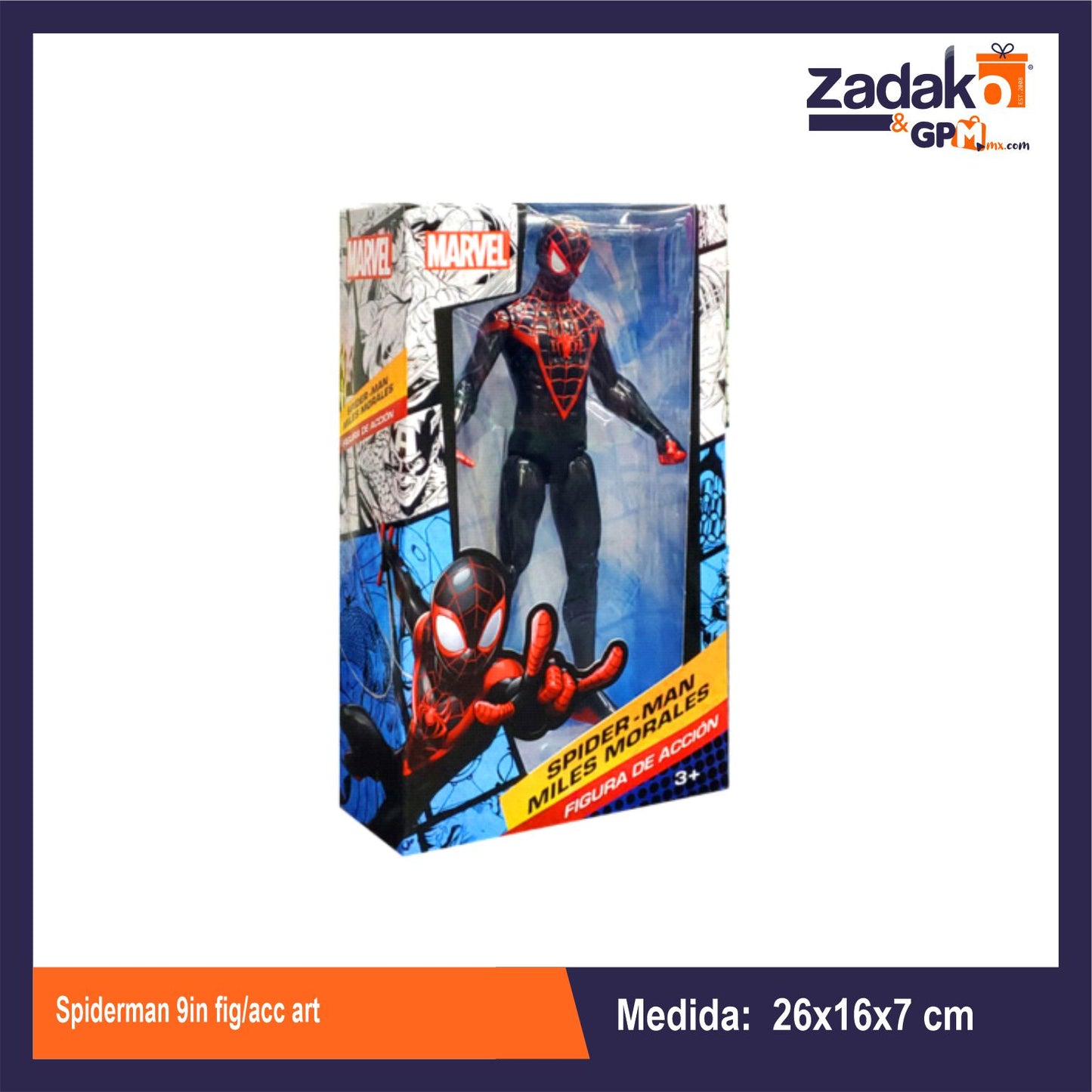 T378869 SPIDERMAN 9IN FIG/ACC ART 16*7*26 CON 1 PZ O CAJA CON 24 PZS