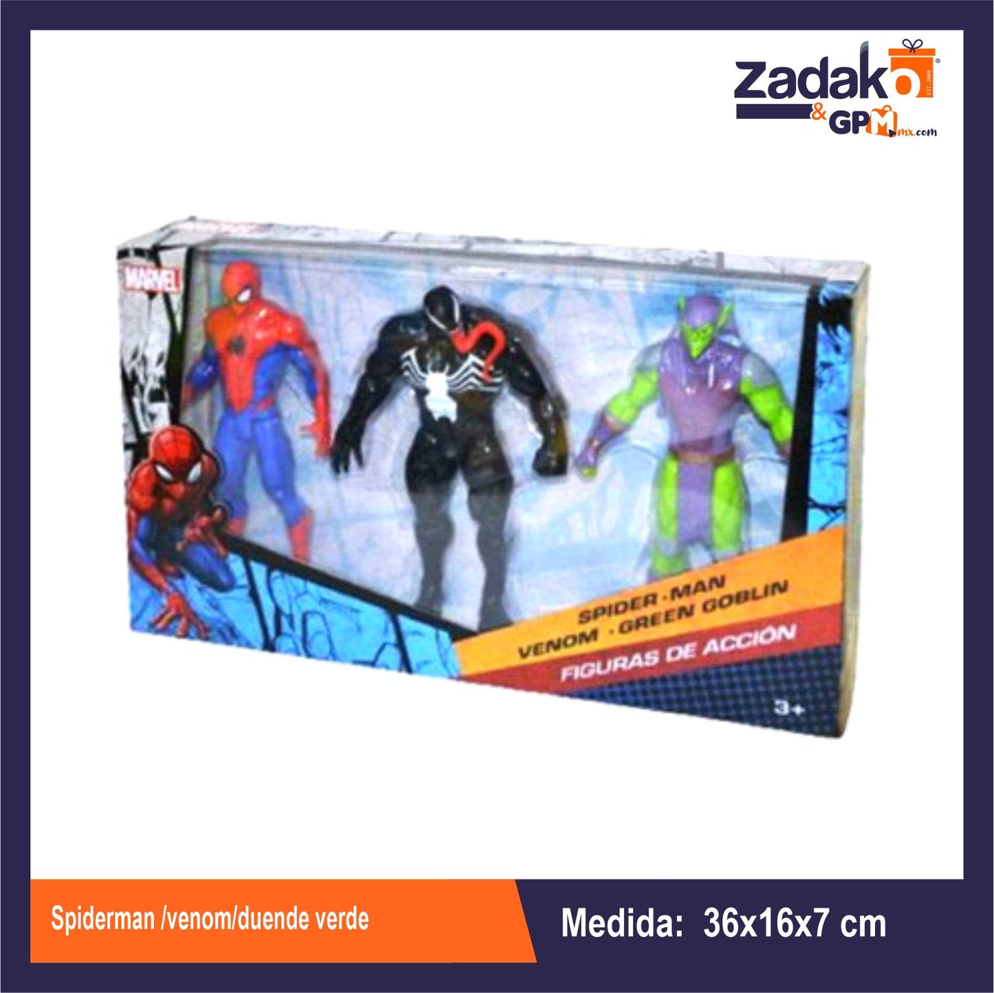 T378873 SPIDERMAN /VENOM/DUENDE VERDE EN CAJA 49 CON 1 PZ O CAJA CON 12 PZS