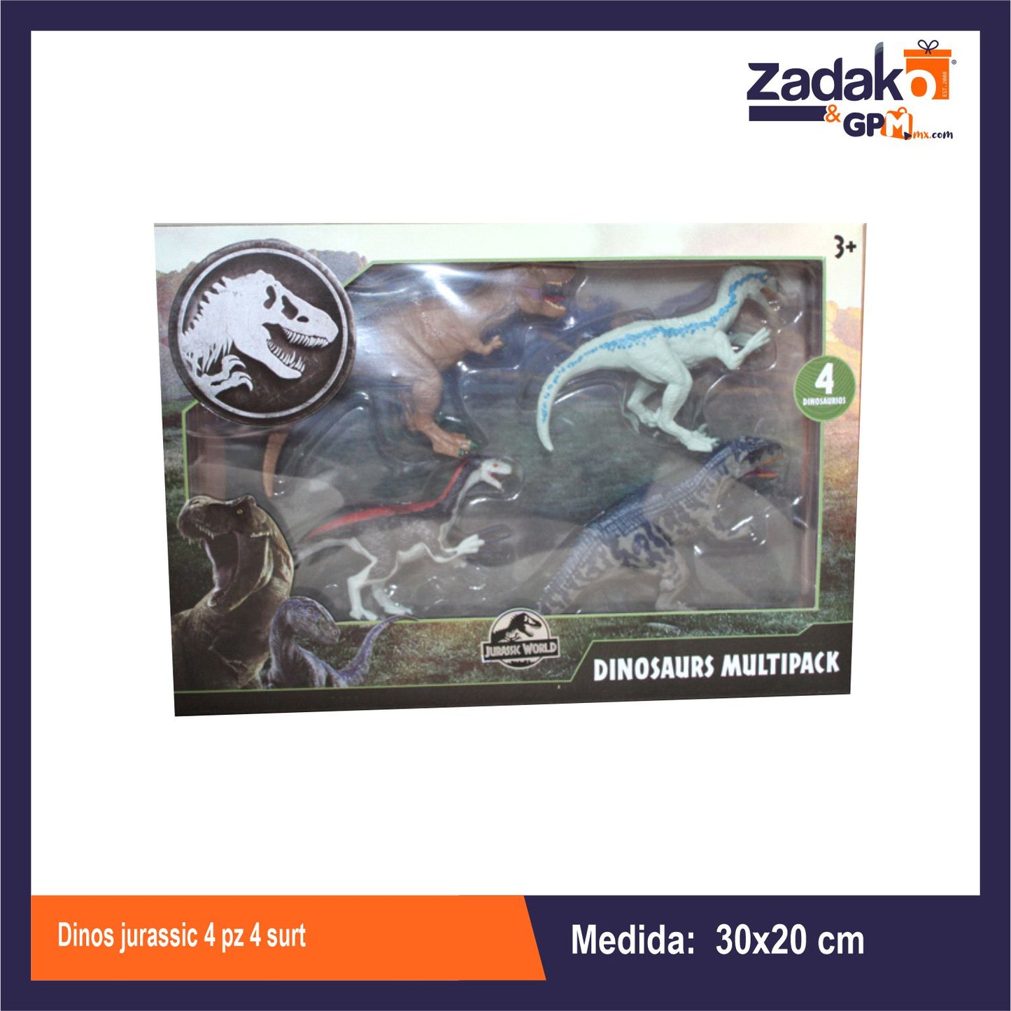 B1592346 DINOS JURASSIC 4 PZ 4 SURT EN CAJA CON 1 PZ O CAJA CON 12 PZS