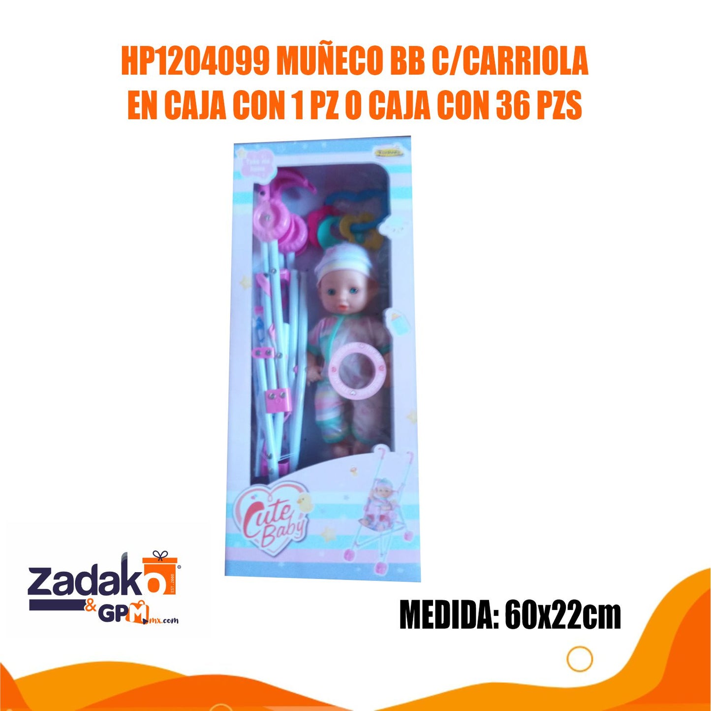 HP1204099 MUÑECO BB C/CARRIOLA EN CAJA CON 1 PZ O CAJA CON 36 PZS