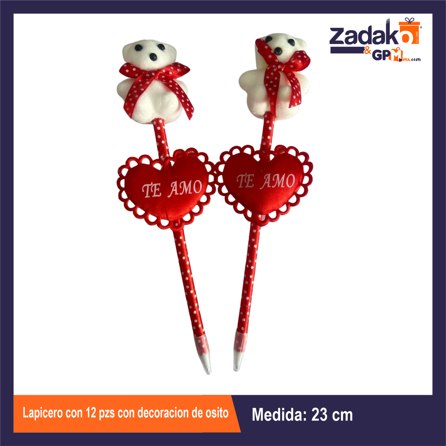 GPM-0015 LAPICERO CON 12 PZS CON  DECORACION DE OSITO CON 1 PQT O CAJA CON 100 PQTS