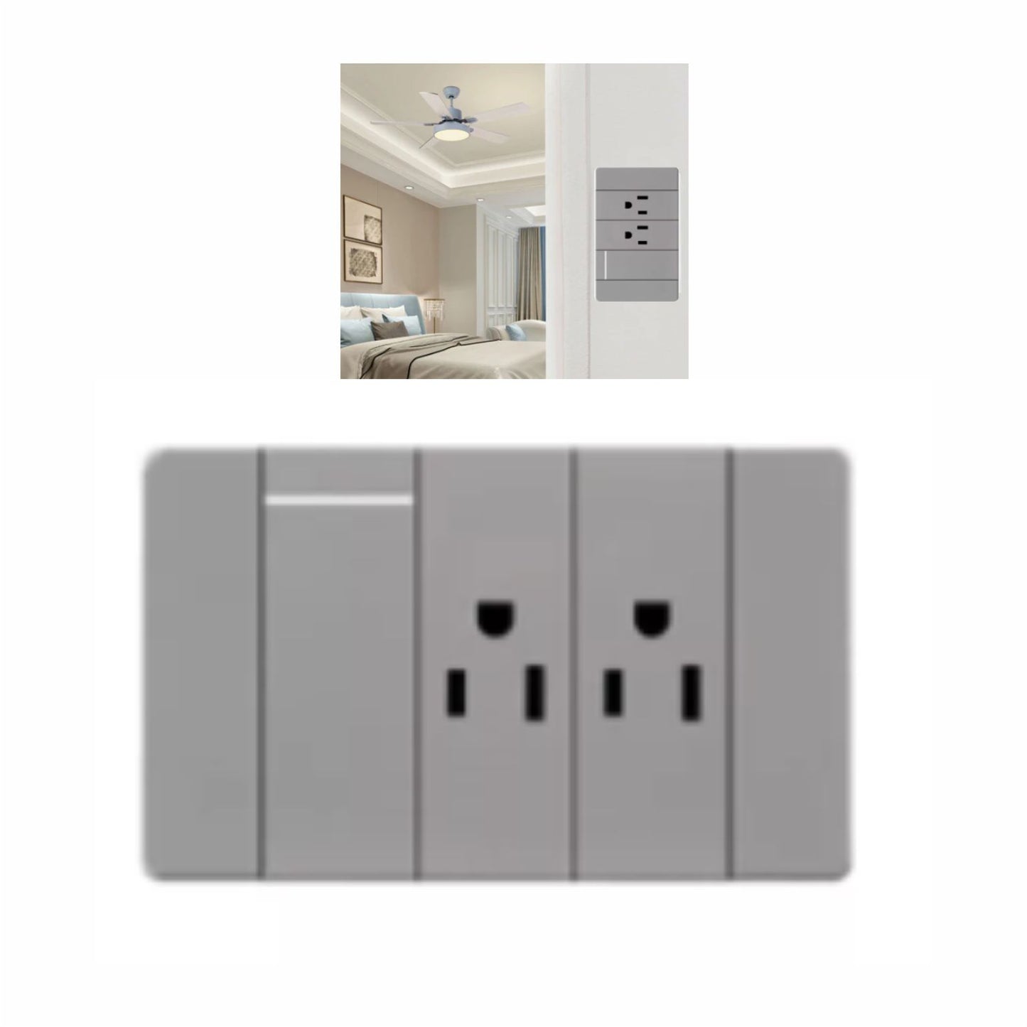 GPM-0134 APAGADOR TRIPLE CONTACTO CON 2 TOMA CORRIENTES CON 1 PZ O CAJA CON 100 PZS