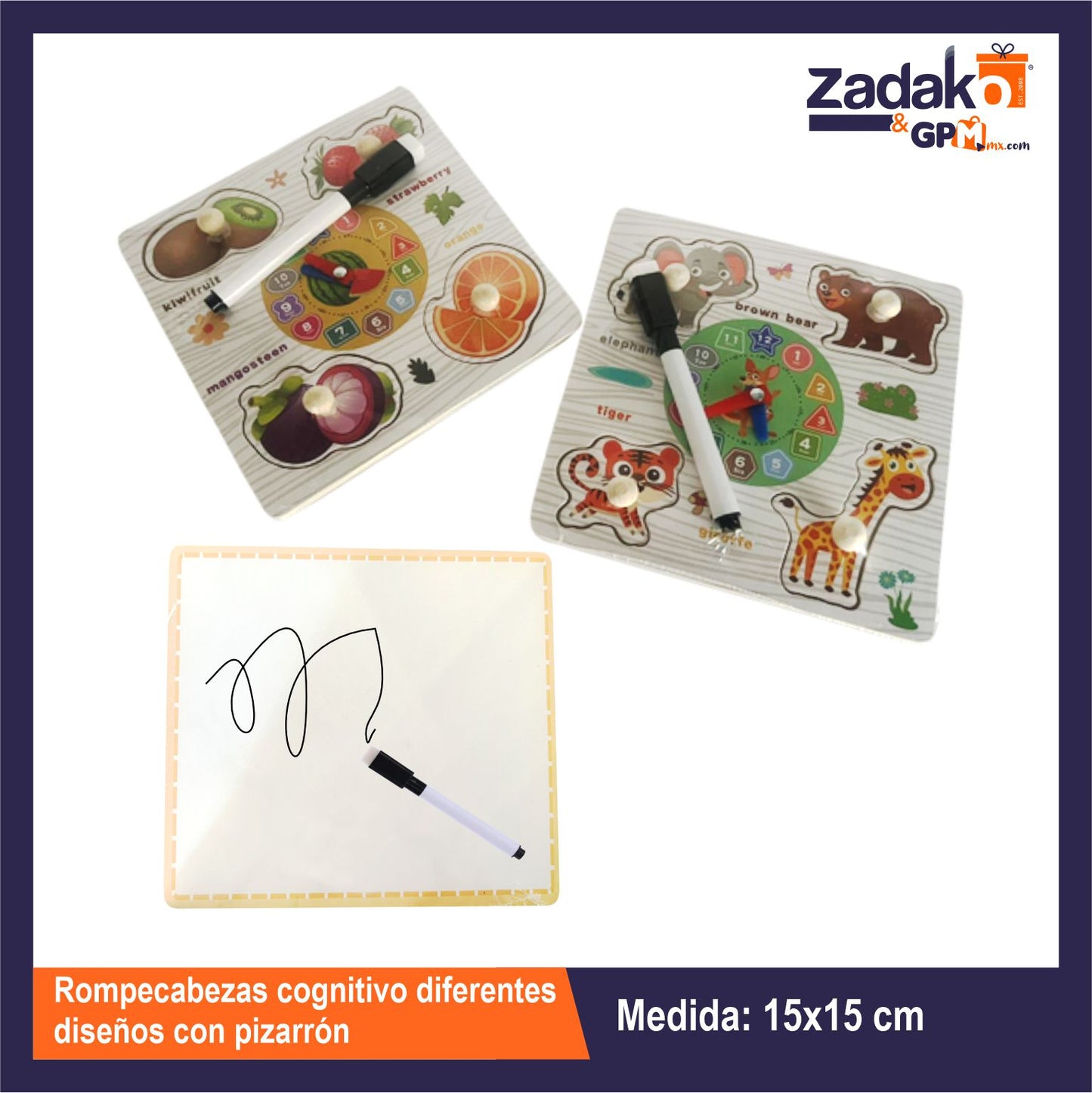 GPM-0376 ROMPECABEZAS COGNITIVO DIFERENTES DISEÑOS CON PIZARRON CON 1 PZ O CAJA CON 300 PZS