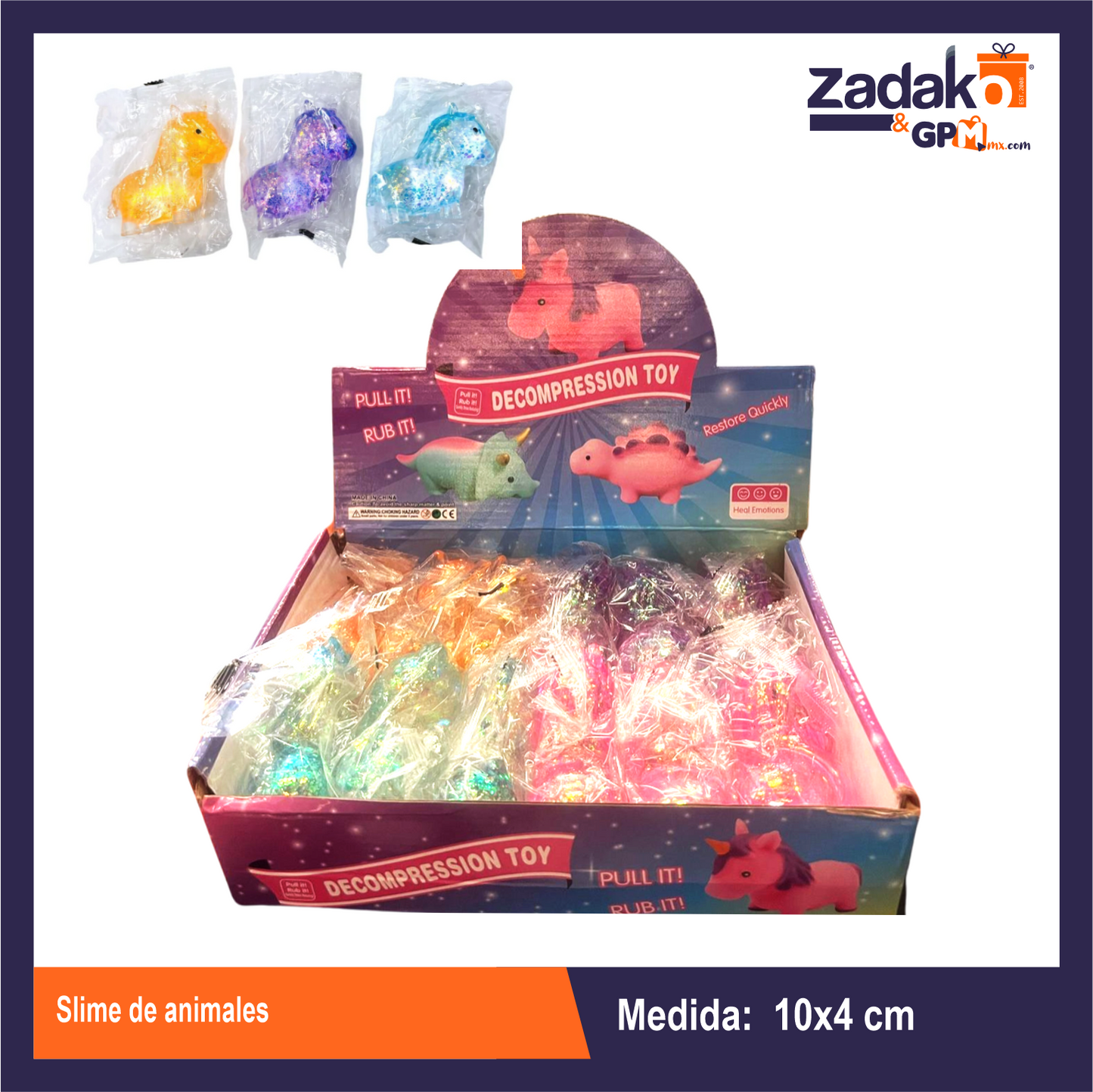 GPM-0429 SLIME DE ANIMALES CON 12 PZS O CAJA CON 12 PQTS