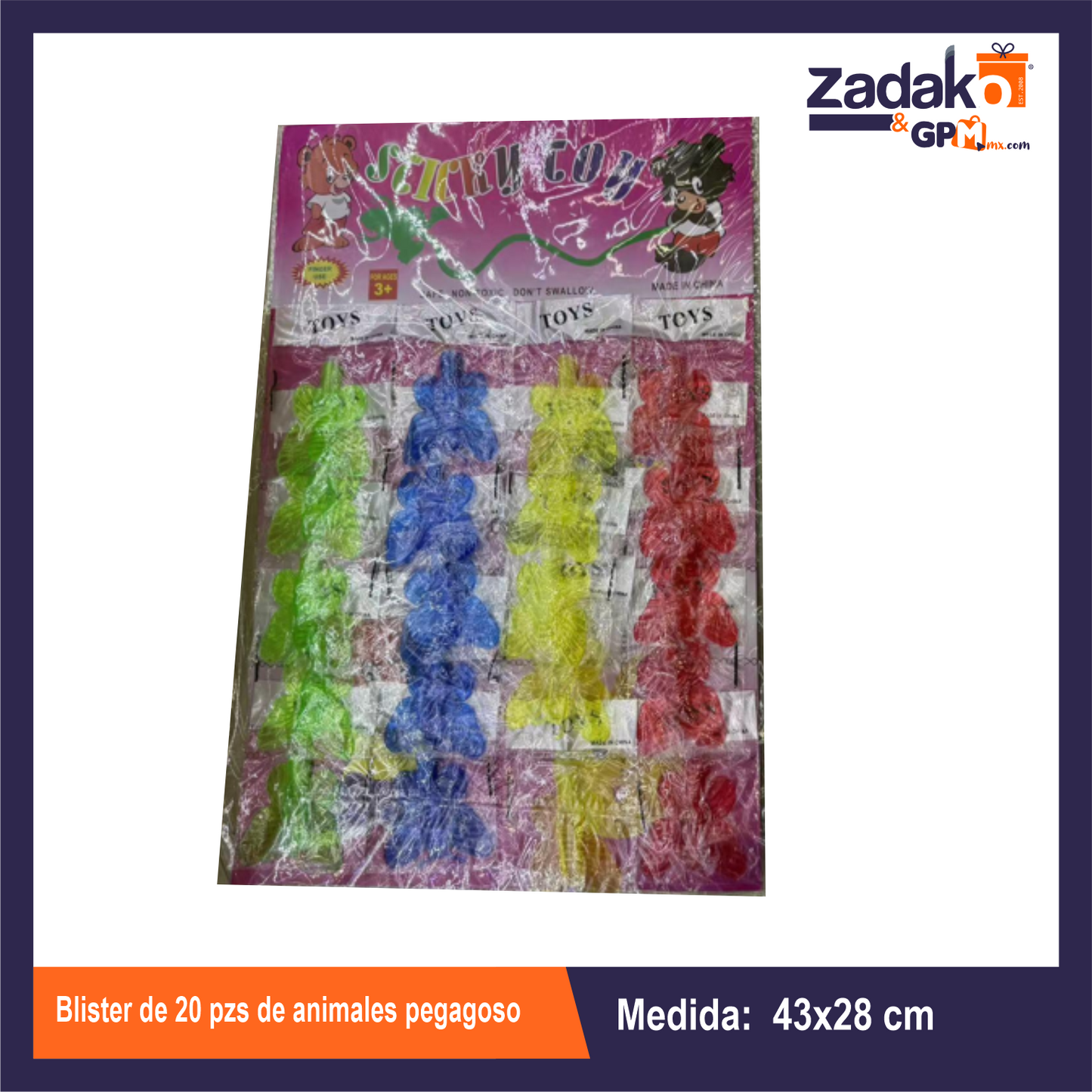 N-GPM-0475 GPM-0475 BLISTER DE 20 PZS DE ANIMALES PEGAGOSO CON 1 PZ O CAJA CON 100 PZS