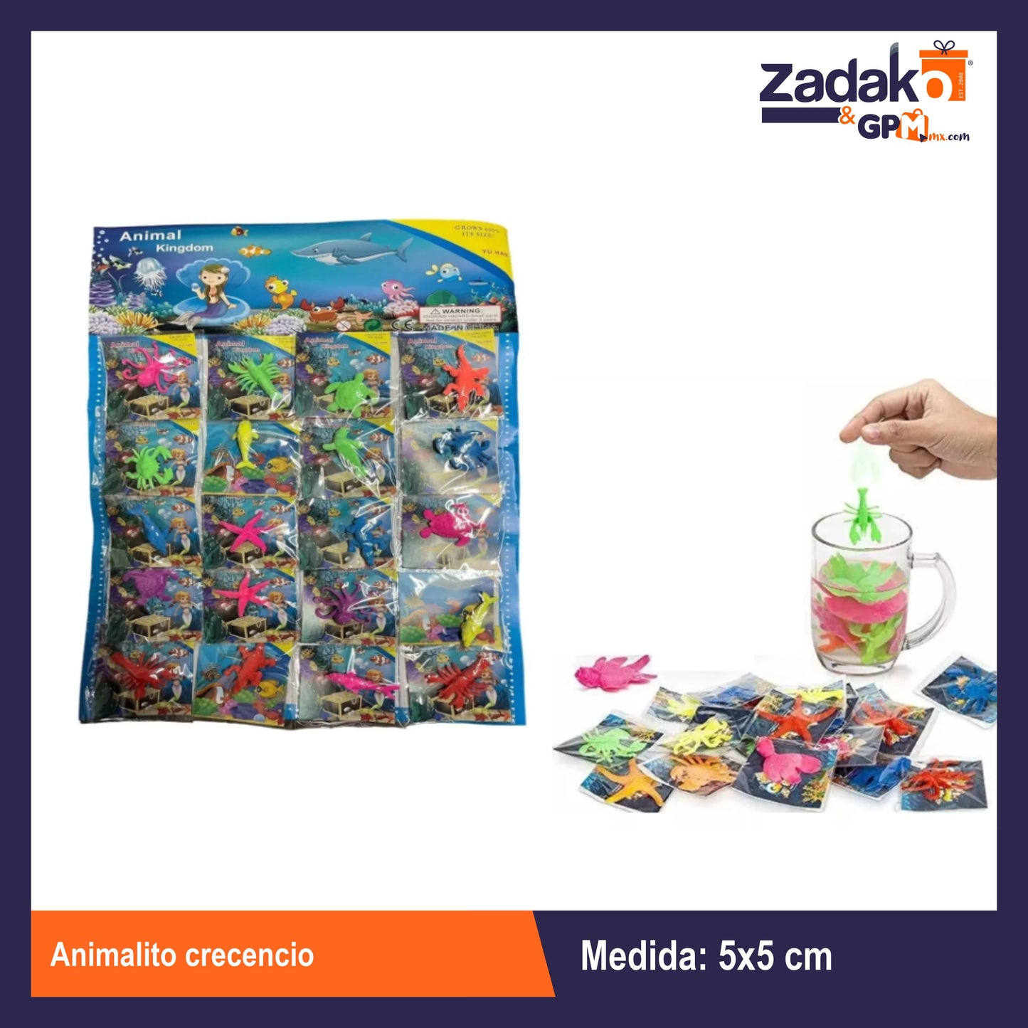 GPM-0634 ANIMALITO CRECENCIO CON 20 PZS O CAJA 100 PQTS