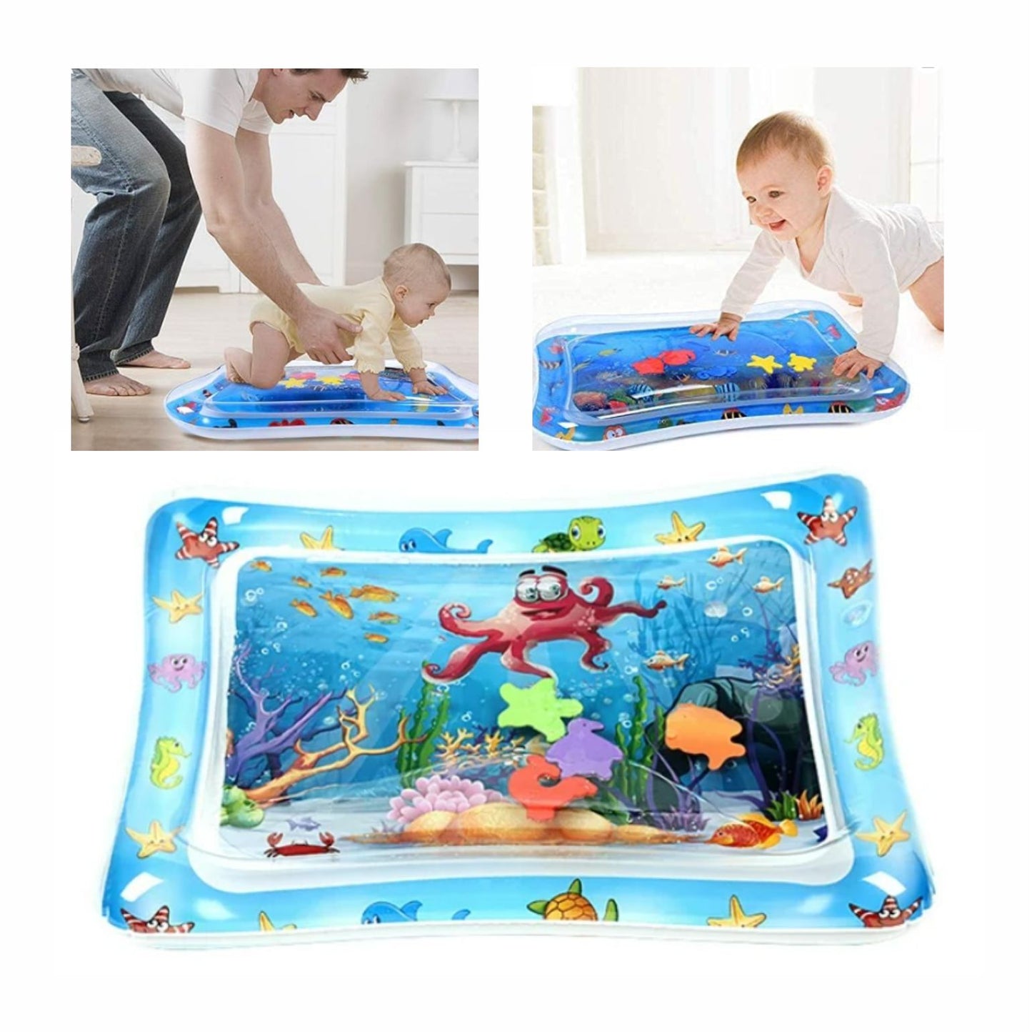 GPM-0686 TAPETE DE AGUA INFLABLE BEBES ESTIMULACION 69X50X 8 CM VARIEDAD DE DISEÑOS CON 1 PZ O CAJA CON 240 PZS