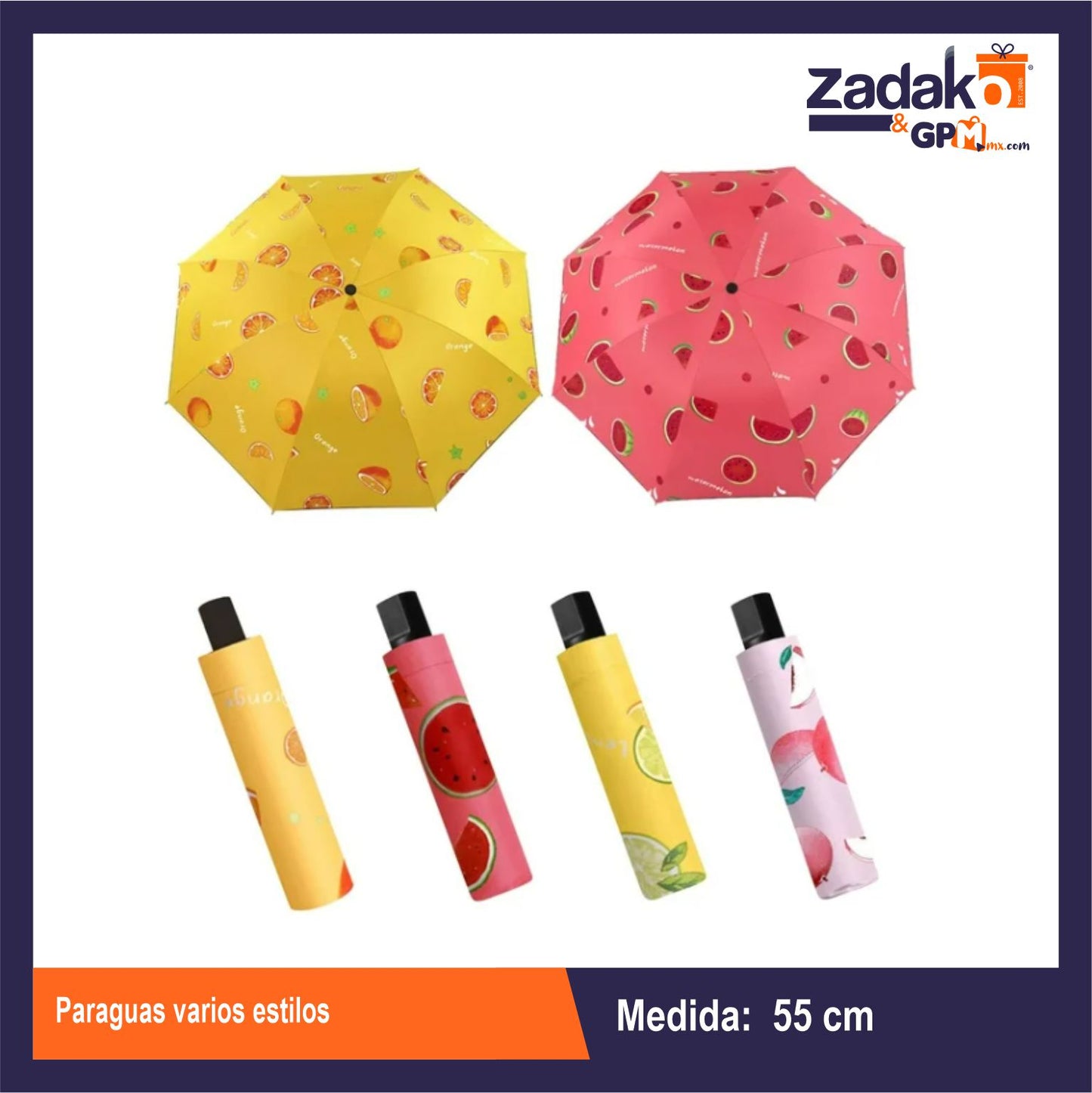 GPM-0705 PARAGUAS VARIOS ESTILOS CON 1 PZ O CAJA CON 100 PZS