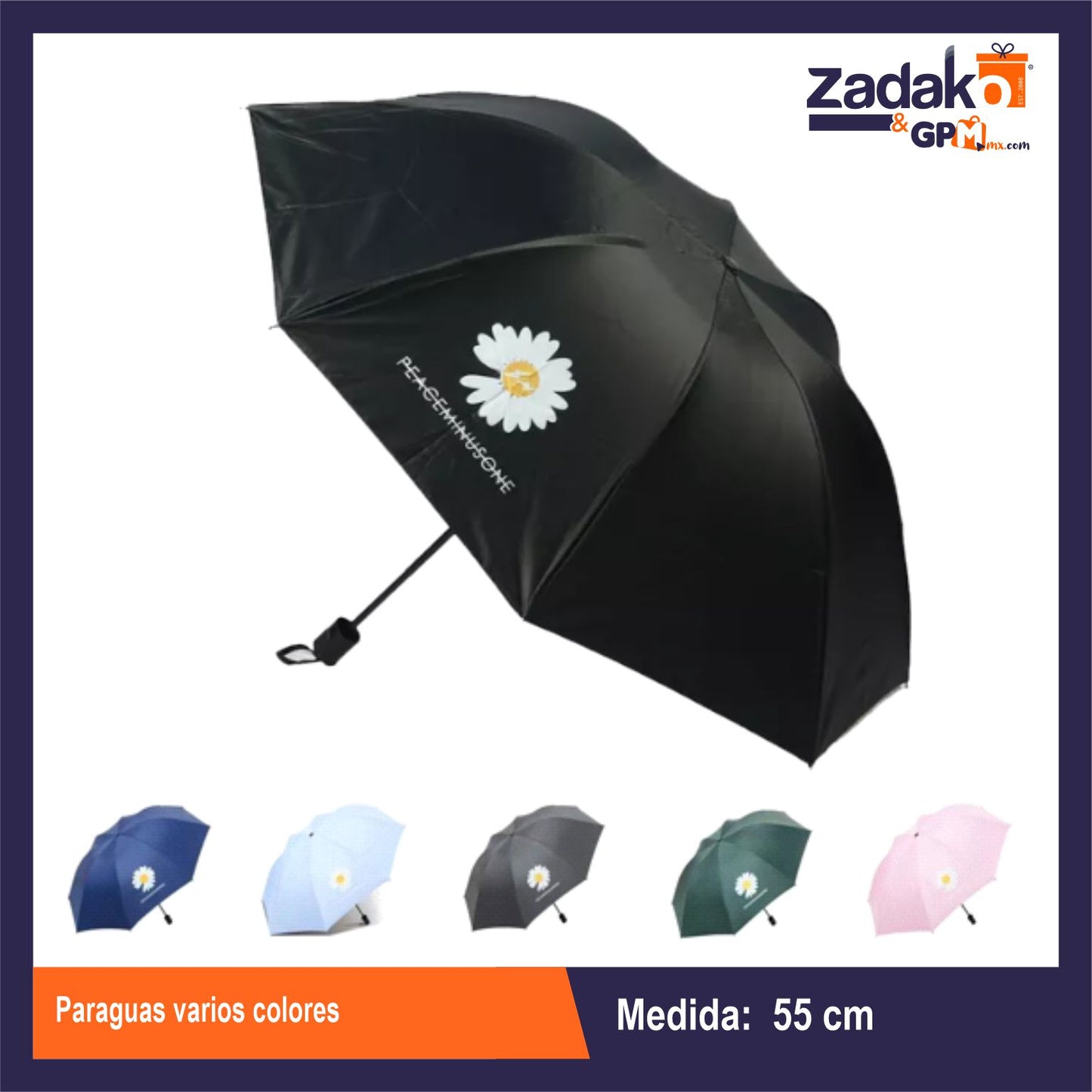 GPM-0707 PARAGUAS VARIOS COLORES CON 1 PZ O CAJA CON 100 PZS