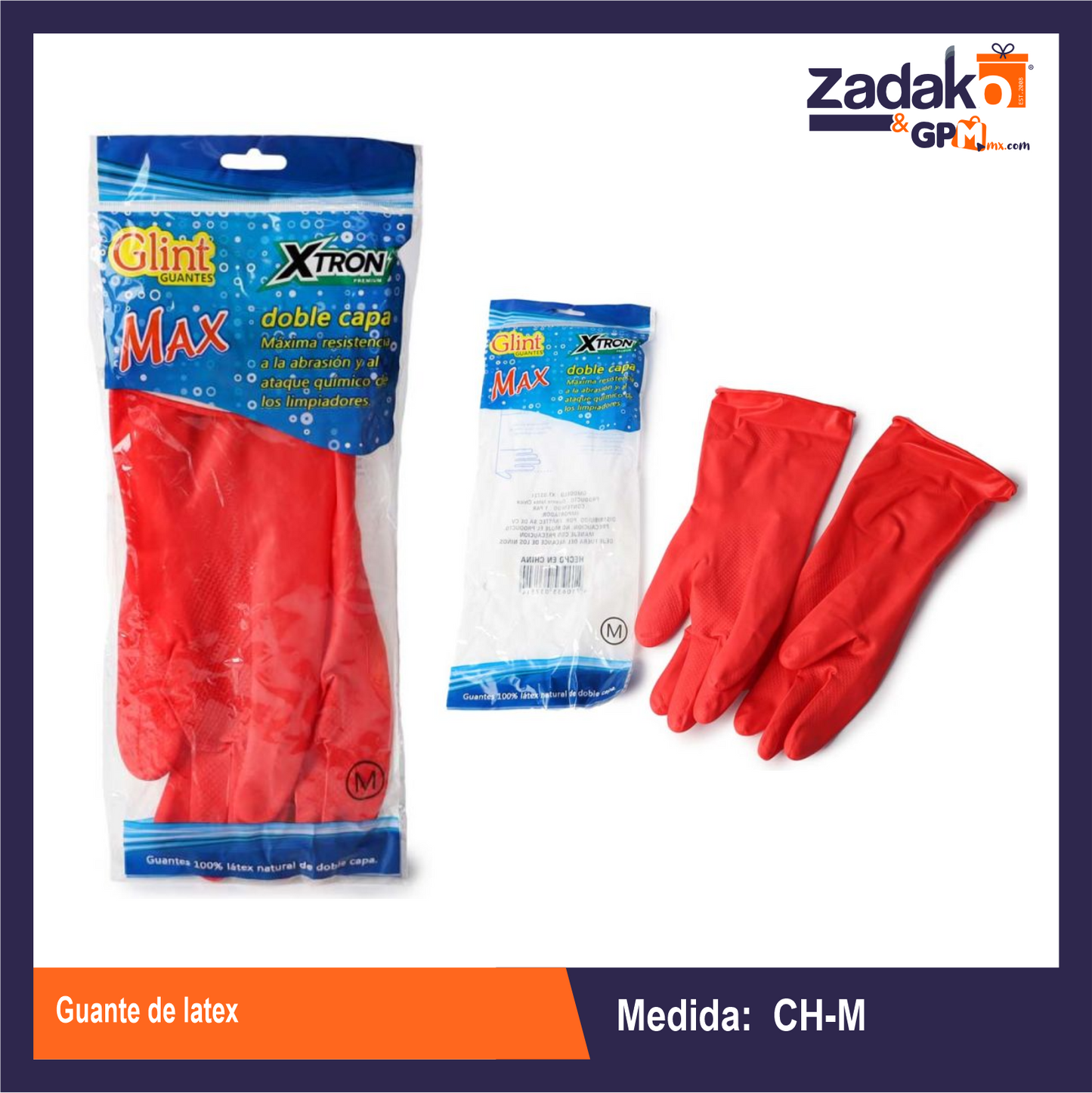 XT3731 GUANTE DE LATEX CH-MD CON 1 PZ O CAJA CON 240 PZS