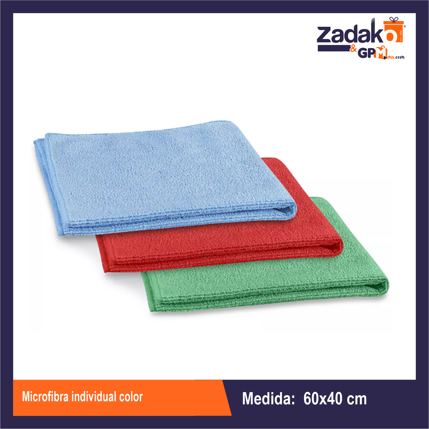 XTMF60 MICROFIBRA INDIVIDUAL COLOR 60 X 40 CON 1 PZ O CAJA CON 200 PZS
